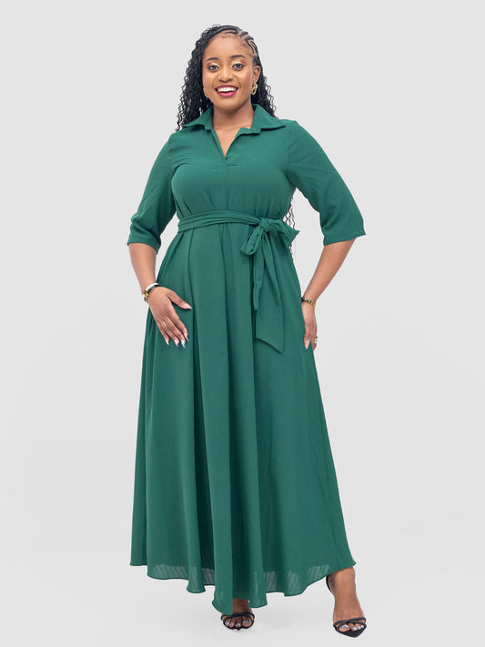 Vivo Yumi Maxi Shirt Dress - Dark Green