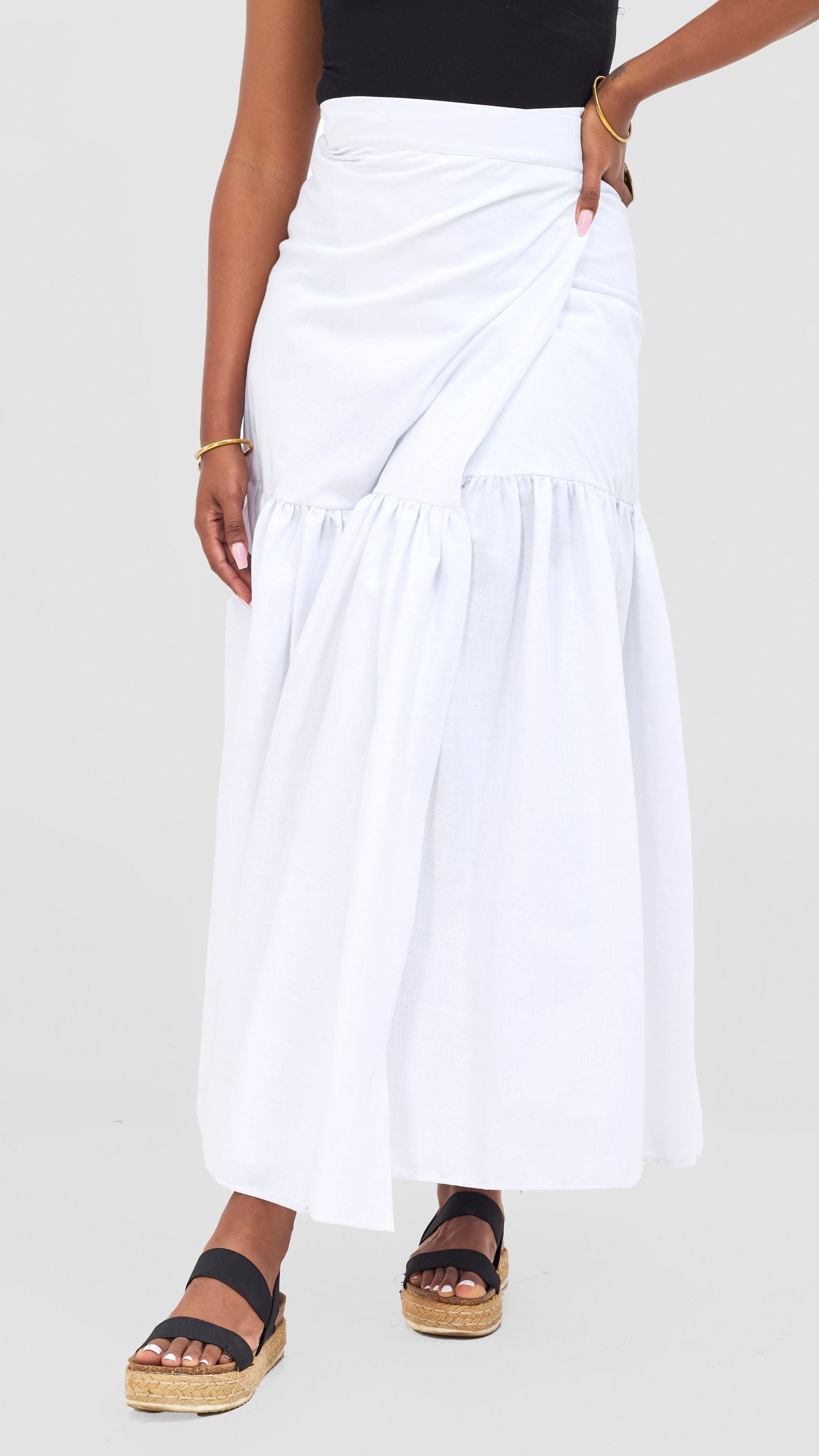 Safari Naledi Gathered Panel Maxi Skirt - White
