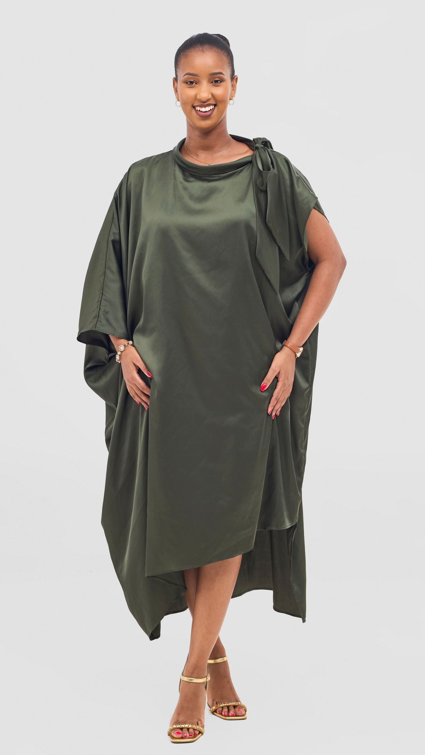 Vivo Takali Asymmetrical Midi Length Kaftan - Hunters
