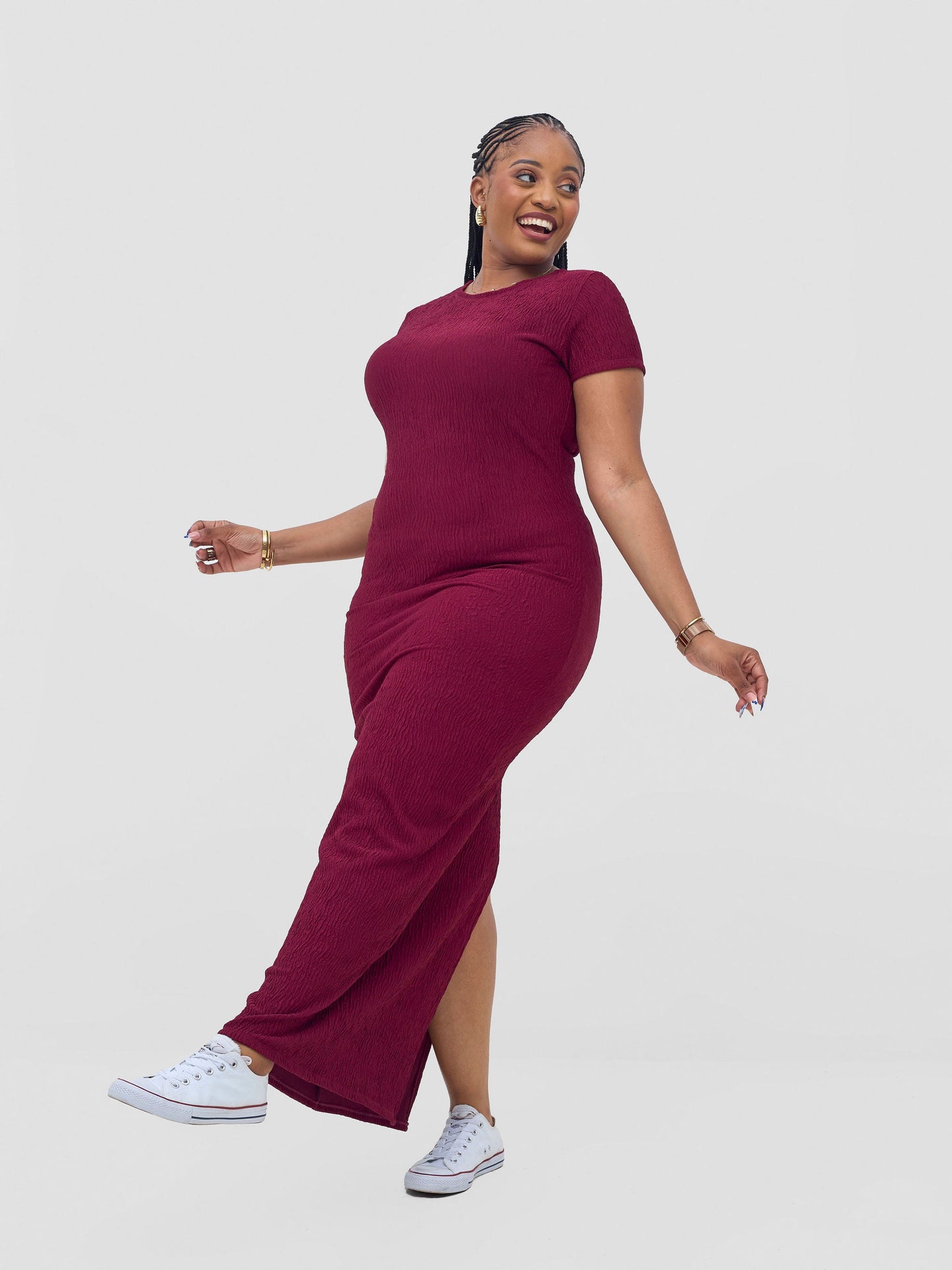 Vivo Kaisa Short Sleeve Maxi Bodycon - Maroon