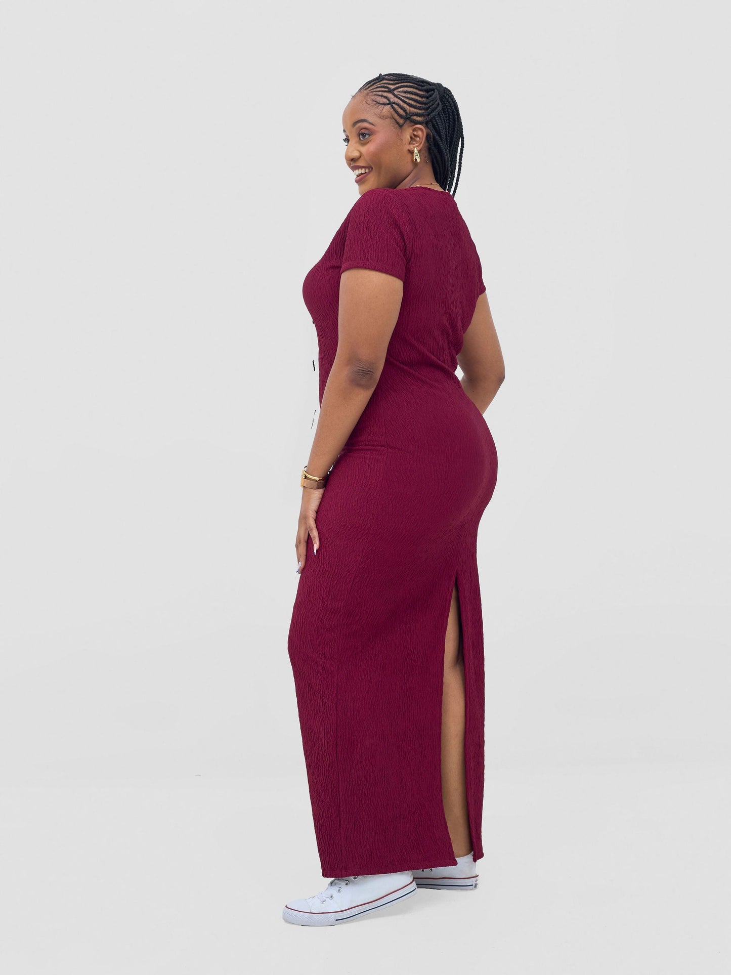 Vivo Kaisa Short Sleeve Maxi Bodycon - Maroon