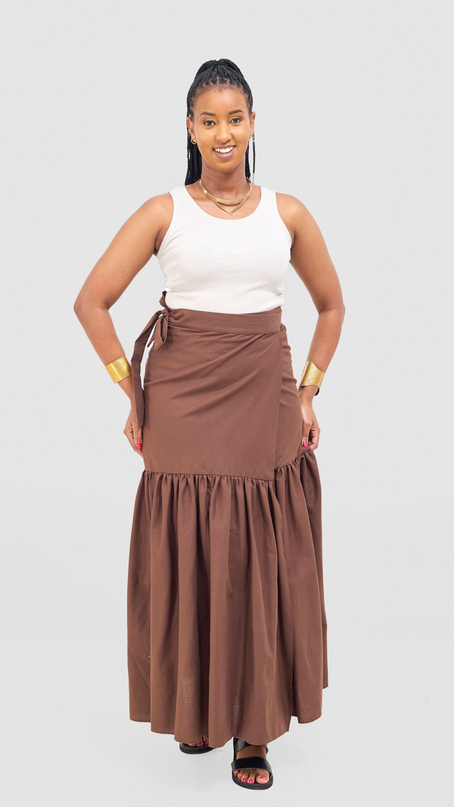 Safari Naledi Gathered Panel Maxi Skirt - Chocolate