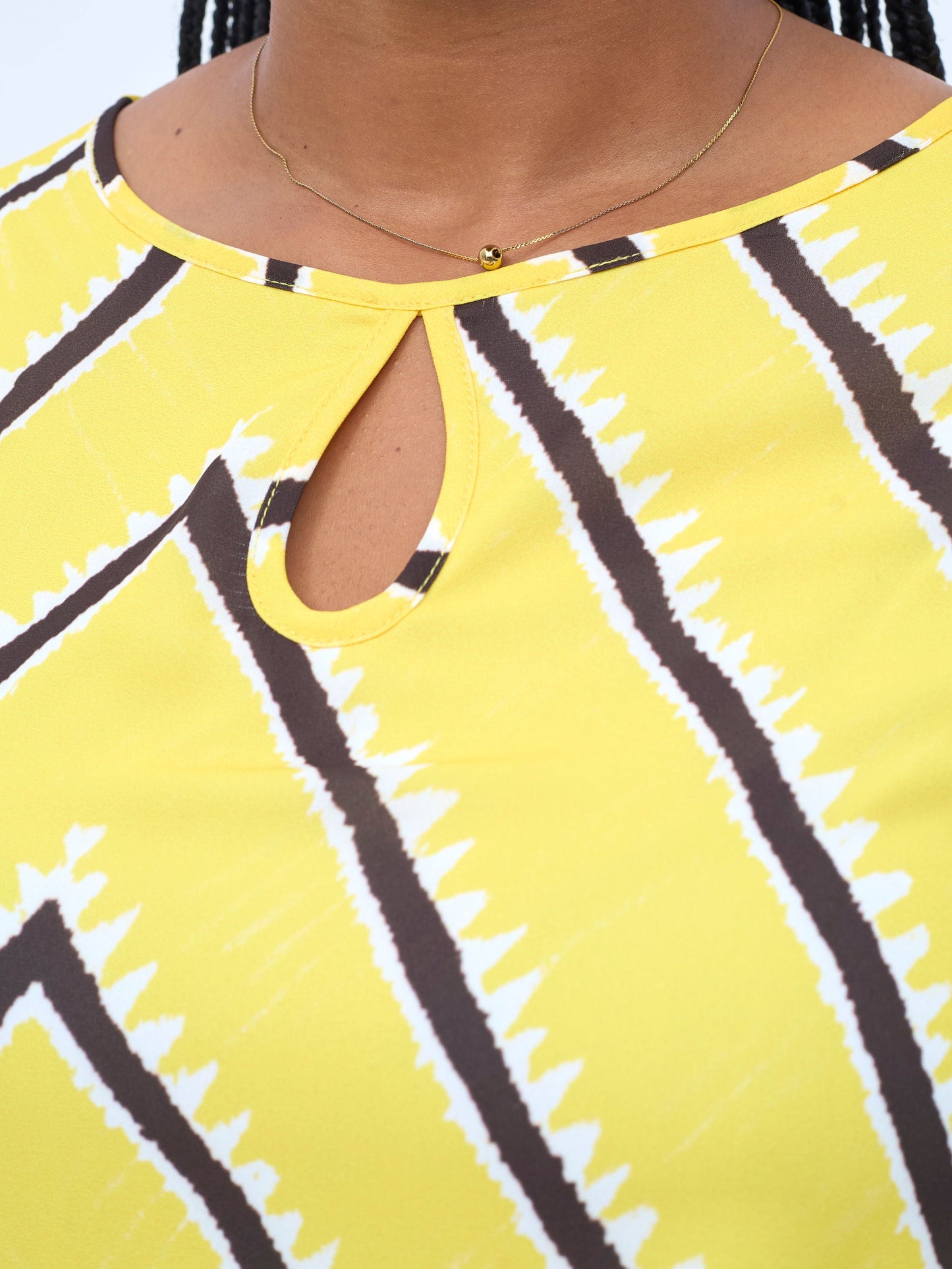Vivo Sierra Cap Sleeve Tent Chiffon Dress - Yellow / Chocolate Sabi Print