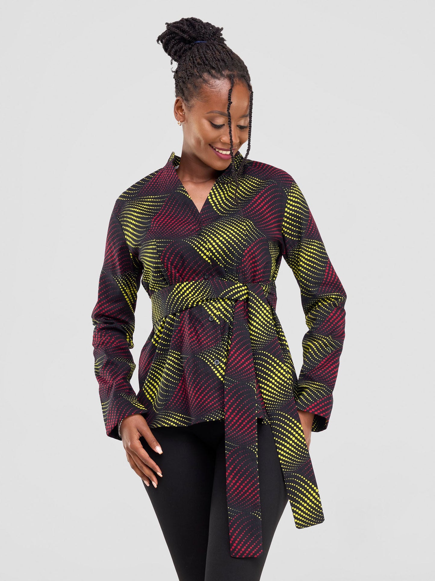 Safari Savannah Kitenge Chinese Collar Shirt - Shama Print