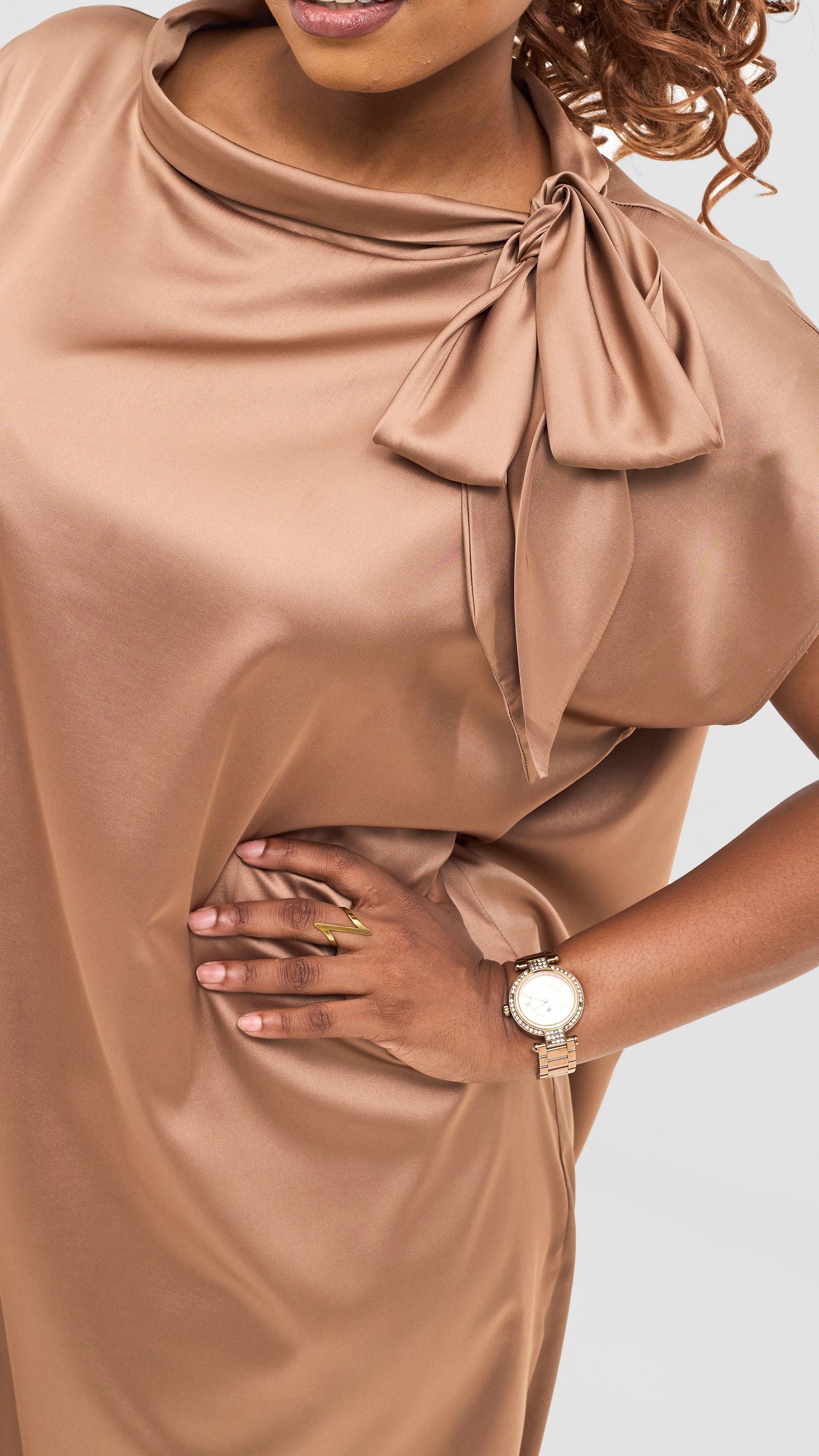 Vivo Takali Asymmetrical Midi Length Kaftan - Brown