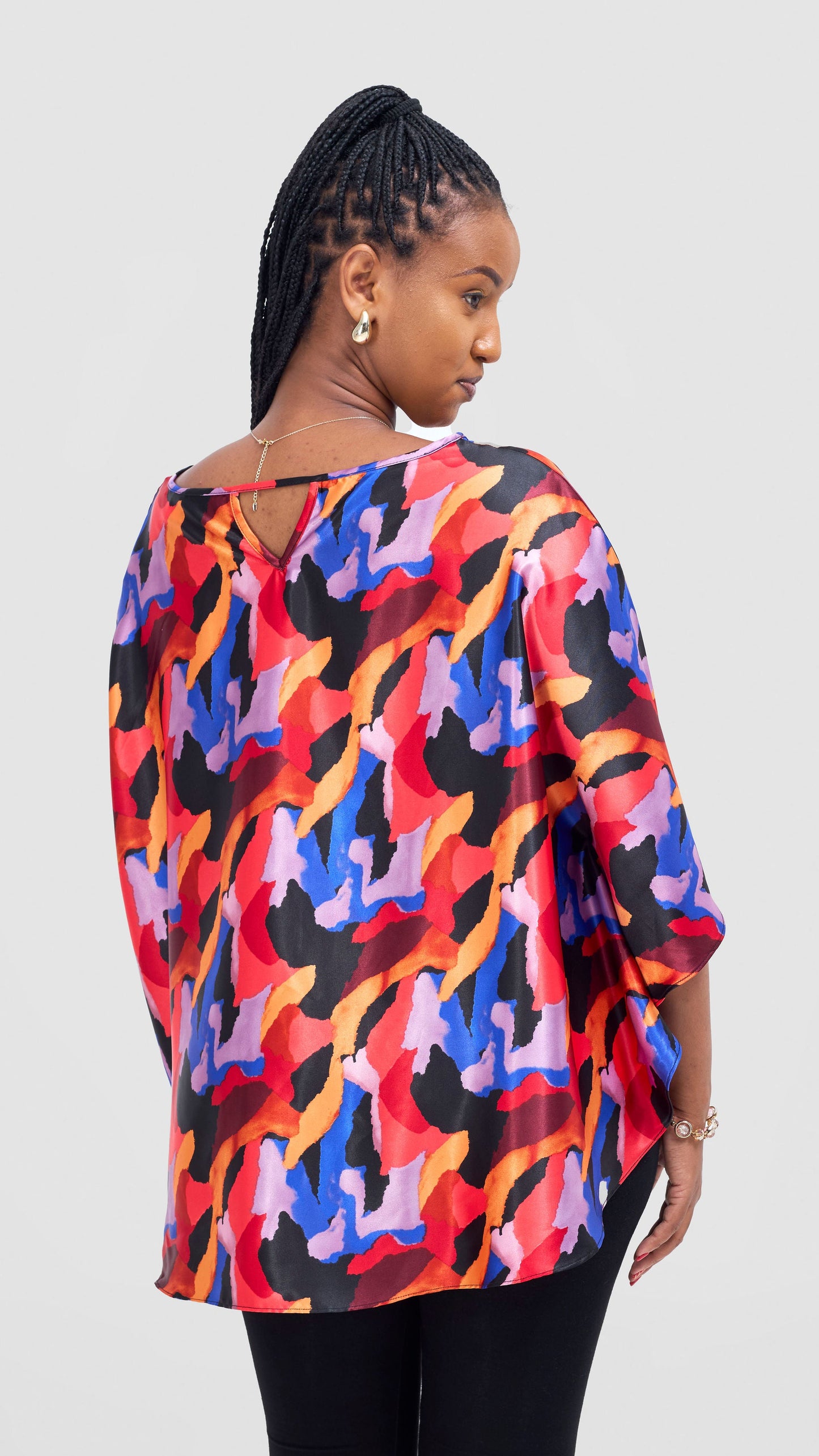 Vivo Keza  Circular Loose Top - Purple / Navy Daze Print