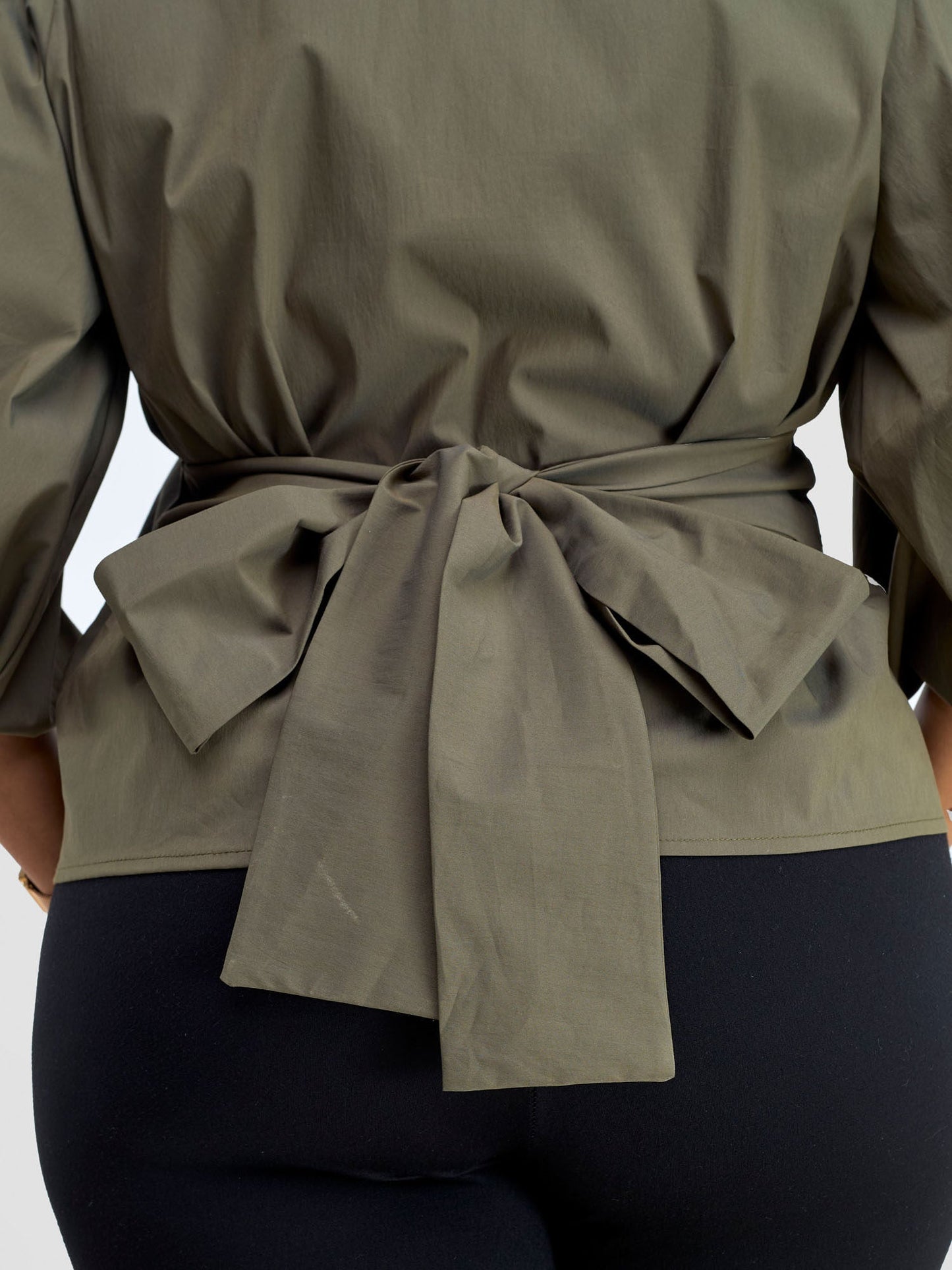 Safari Mali 3/4 Bishop Sleeve  Tie Top - Hunters Green