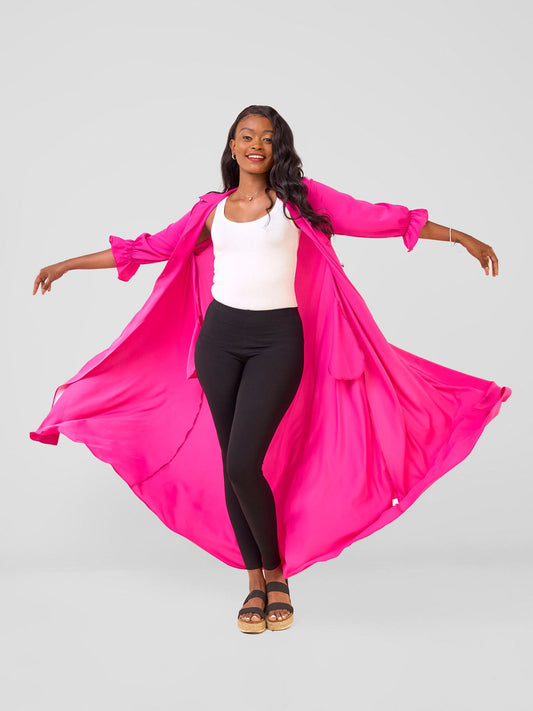 Vivo Hadiya Flounce Sleeve Maxi - Pink