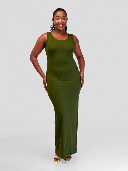 Vivo Basic Straight Maxi Dress - Hunters Green