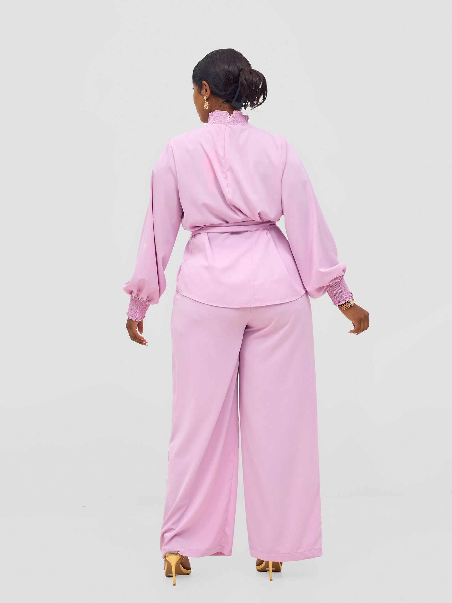 Vivo Ayah Bishop Sleeve Mock Neck Top - Lilac