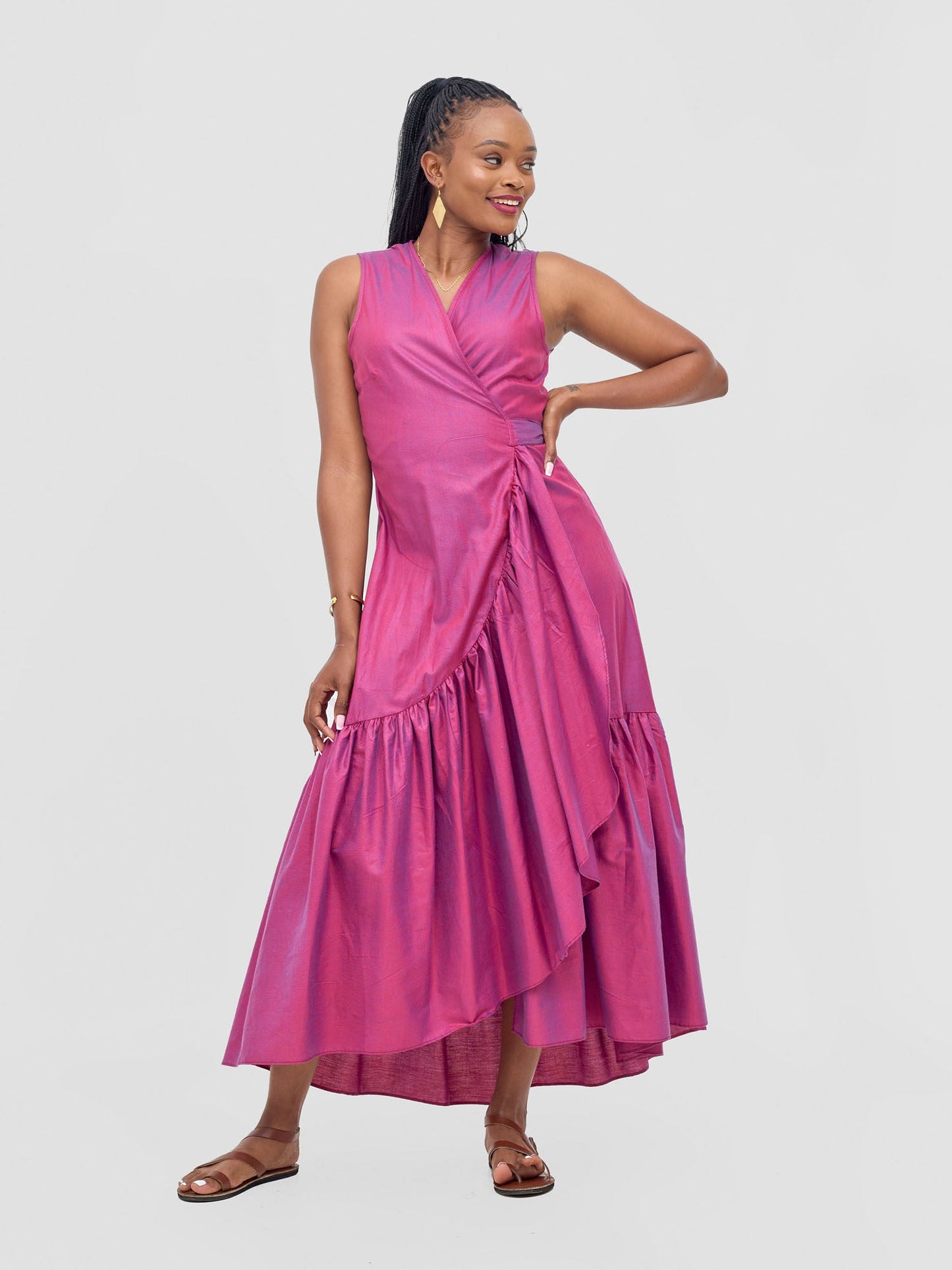 Safari Kikoy Wrap Dress - Red Blue