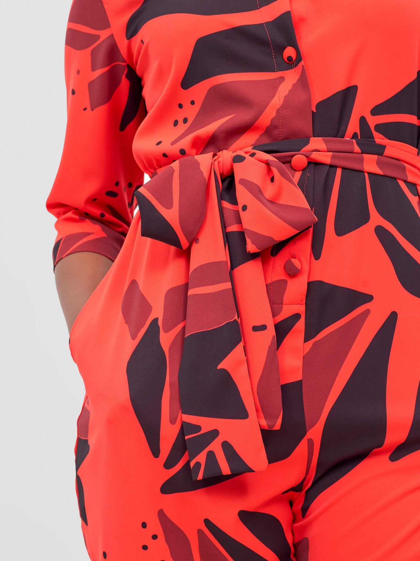 Vivo Ayah 3/4 Sleeve Jumpsuit - Orange / Grey Tullu Print