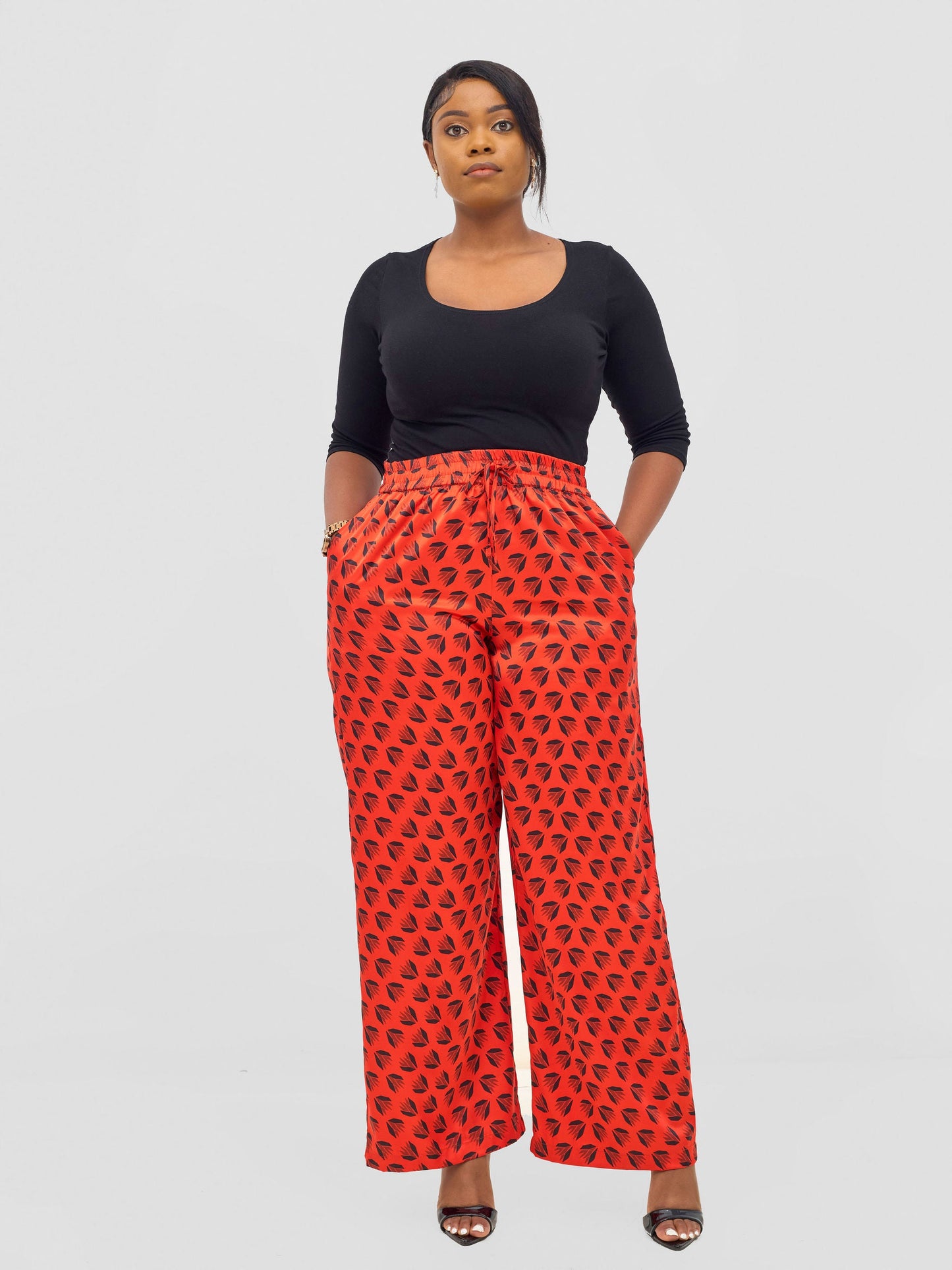 Vivo Ayah Satin Pants - Orange / Black Ullu Print
