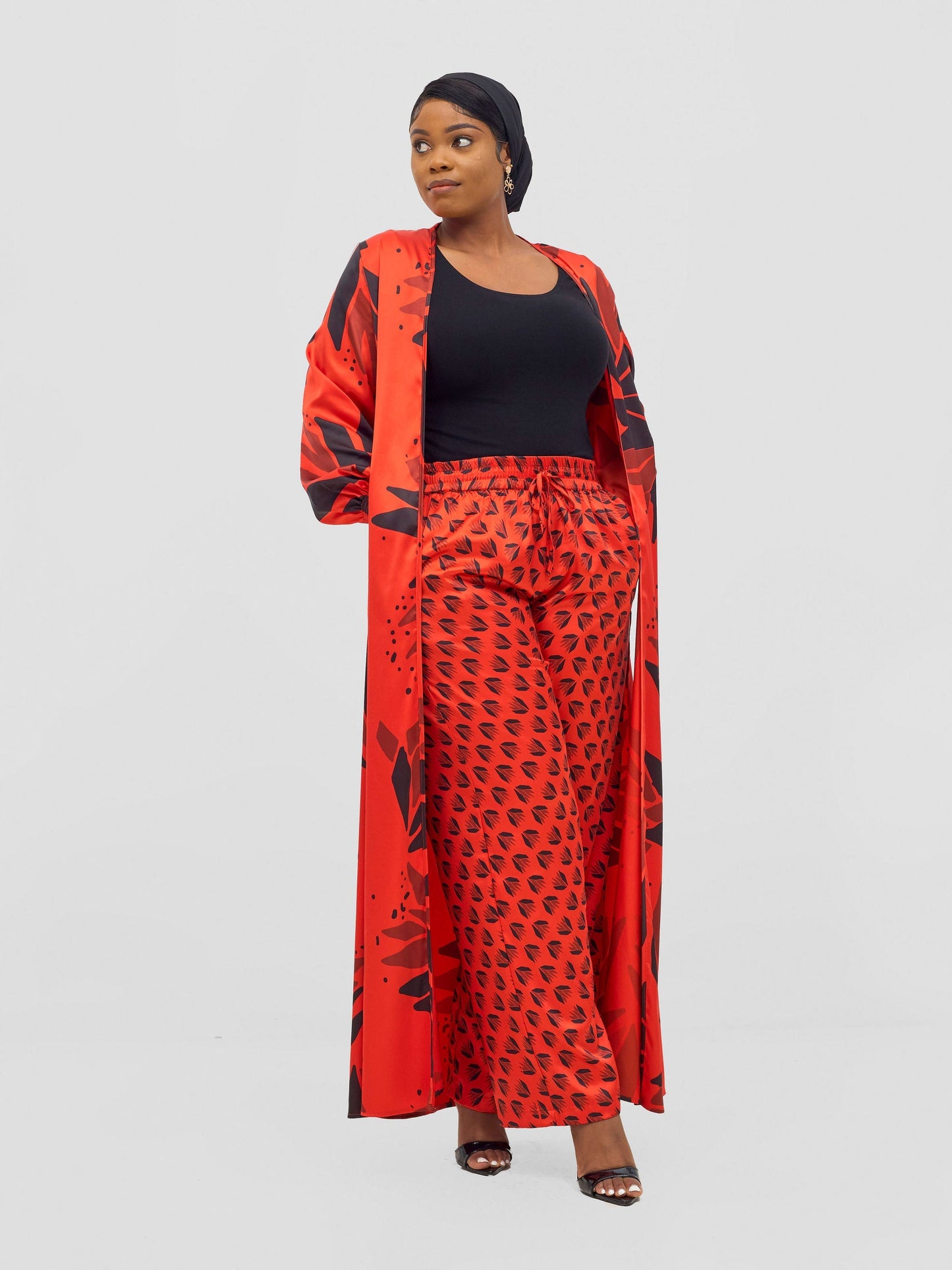 Vivo Ayah Kimono - Orange / Black Tullu Print