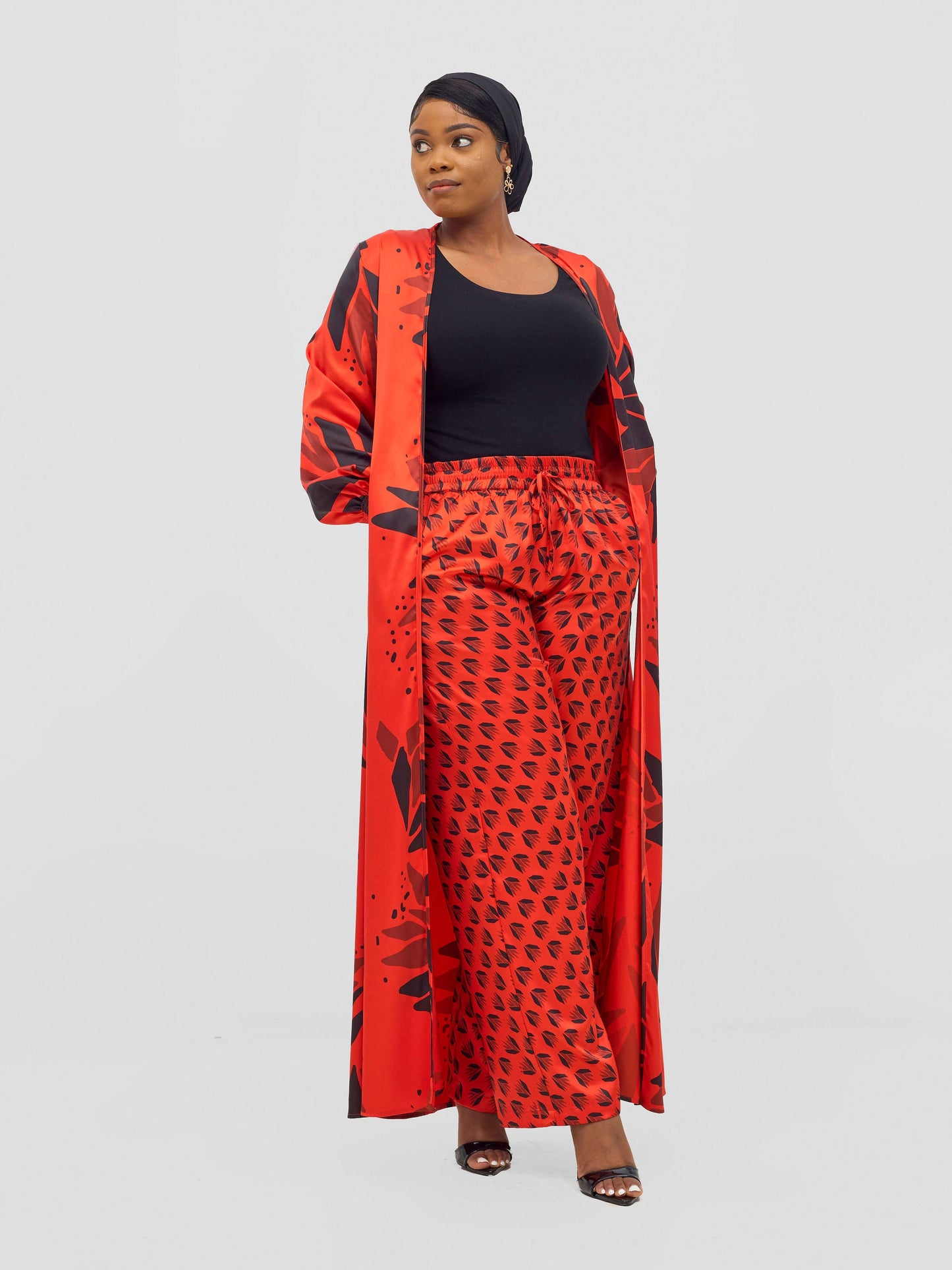 Vivo Ayah Satin Pants - Orange / Black Ullu Print