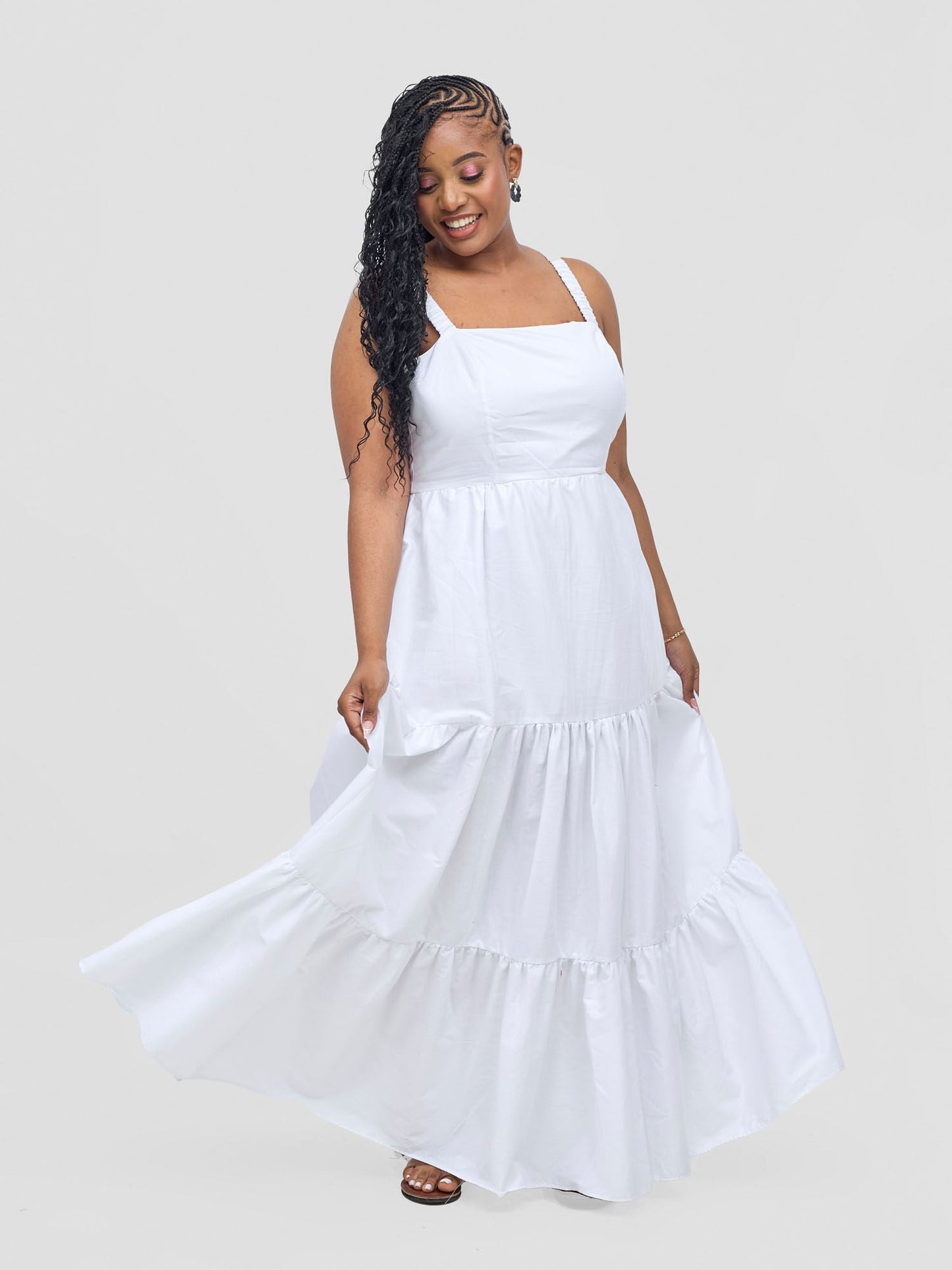 Safari Tie Back Maxi Dress - White