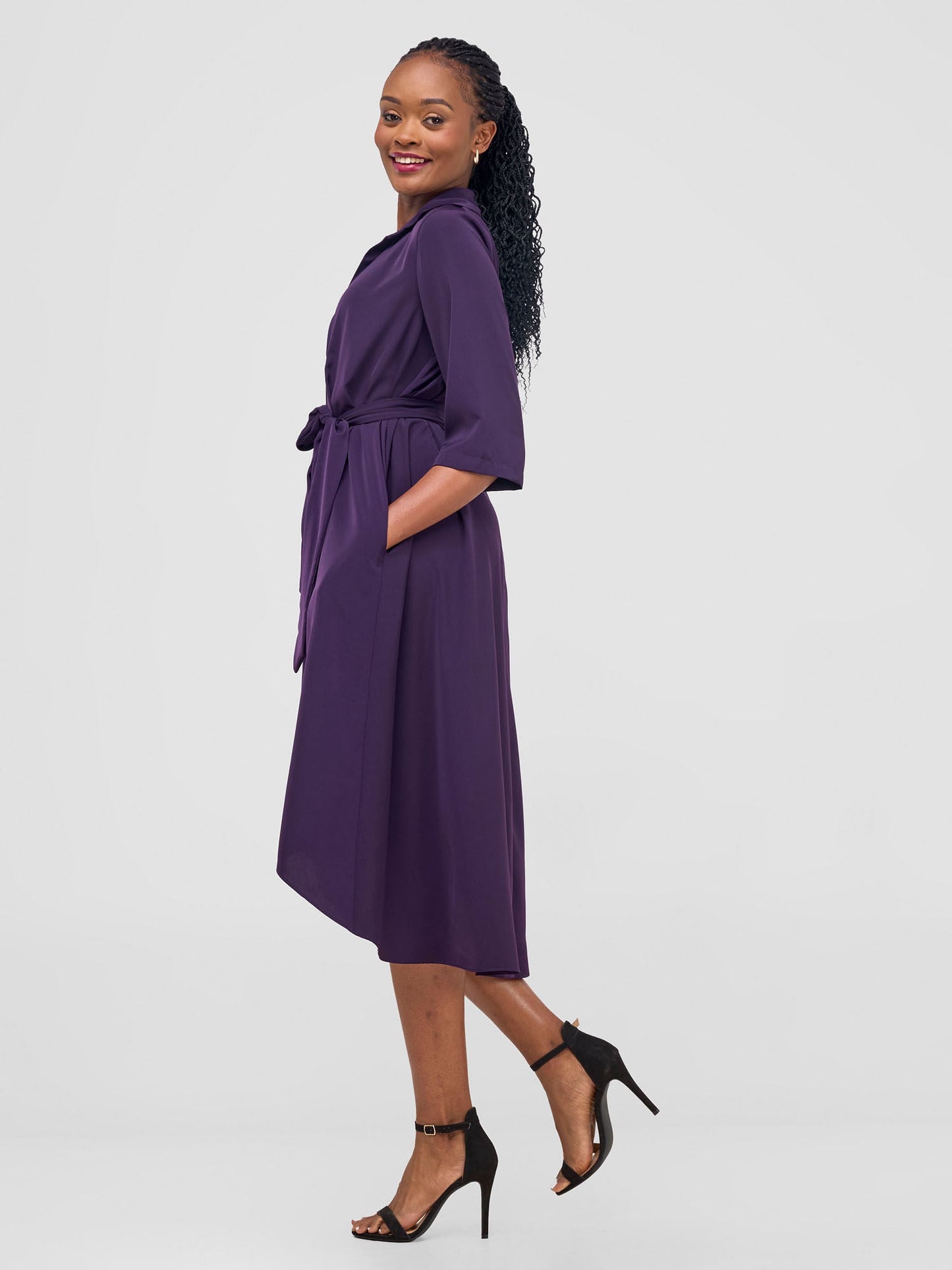 Vivo Yumi High Low Shirt Dress - Blue Berry