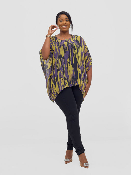 Vivo Ayana Wide High Low Top - Mustard / Purple