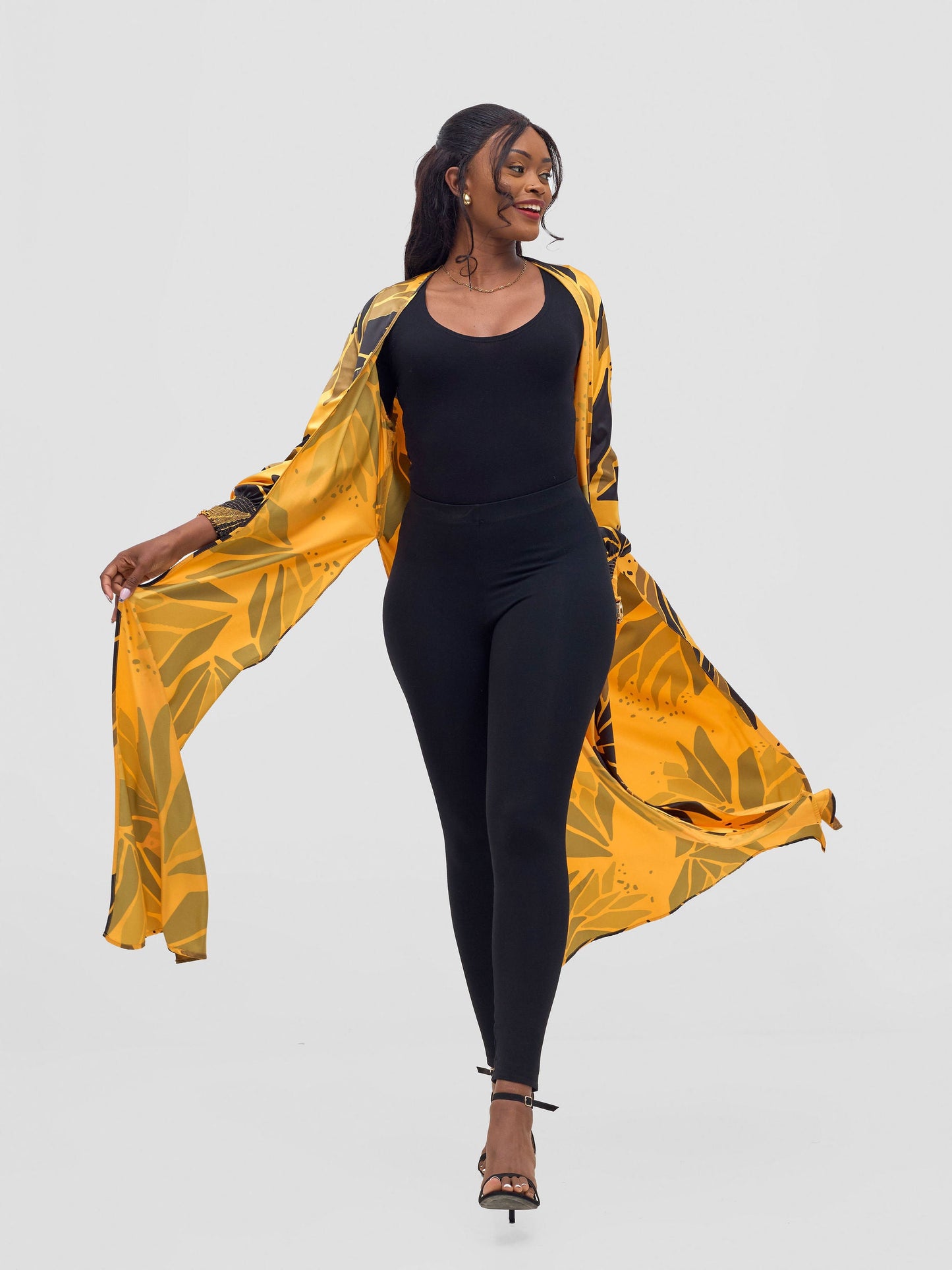 Vivo Ayah Kimono - Mustard / Black Tullu Print