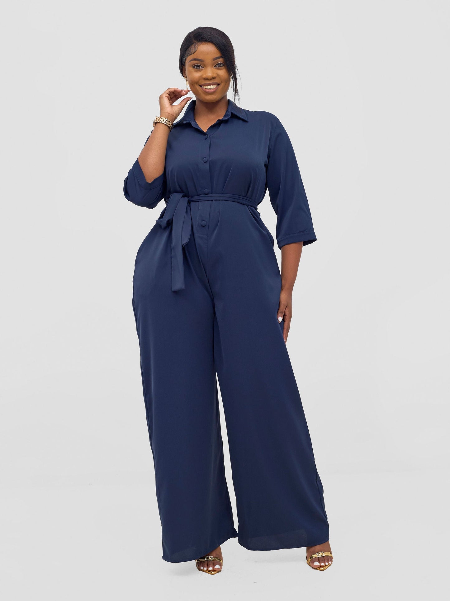 Vivo Ayah 3/4 Sleeve Jumpsuit - Navy