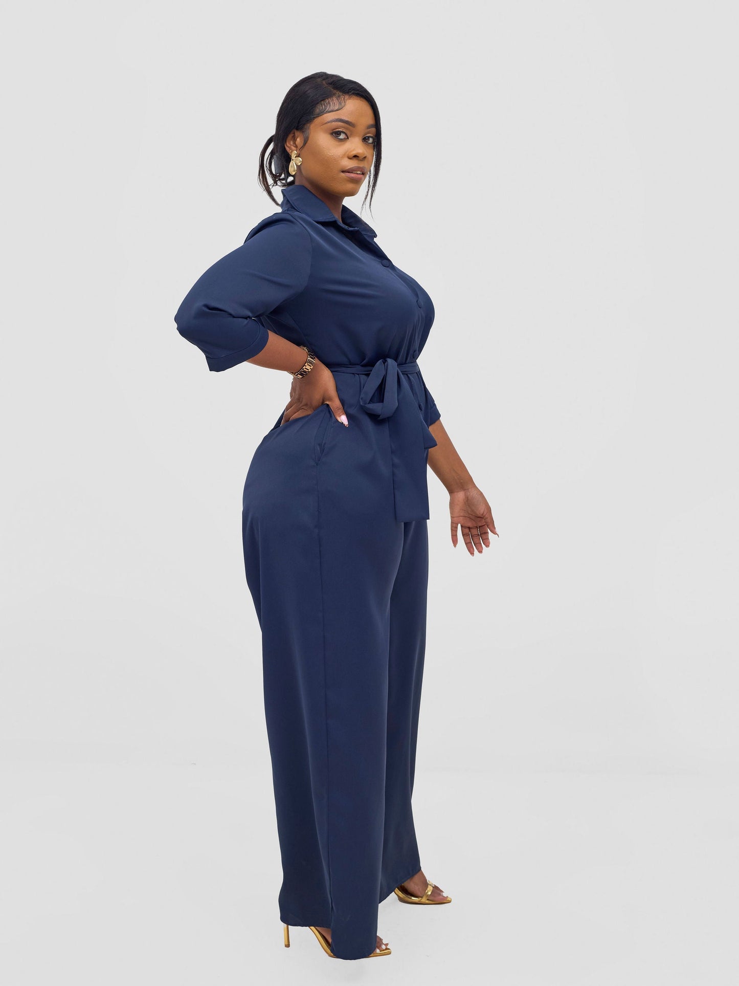 Vivo Ayah 3/4 Sleeve Jumpsuit - Navy