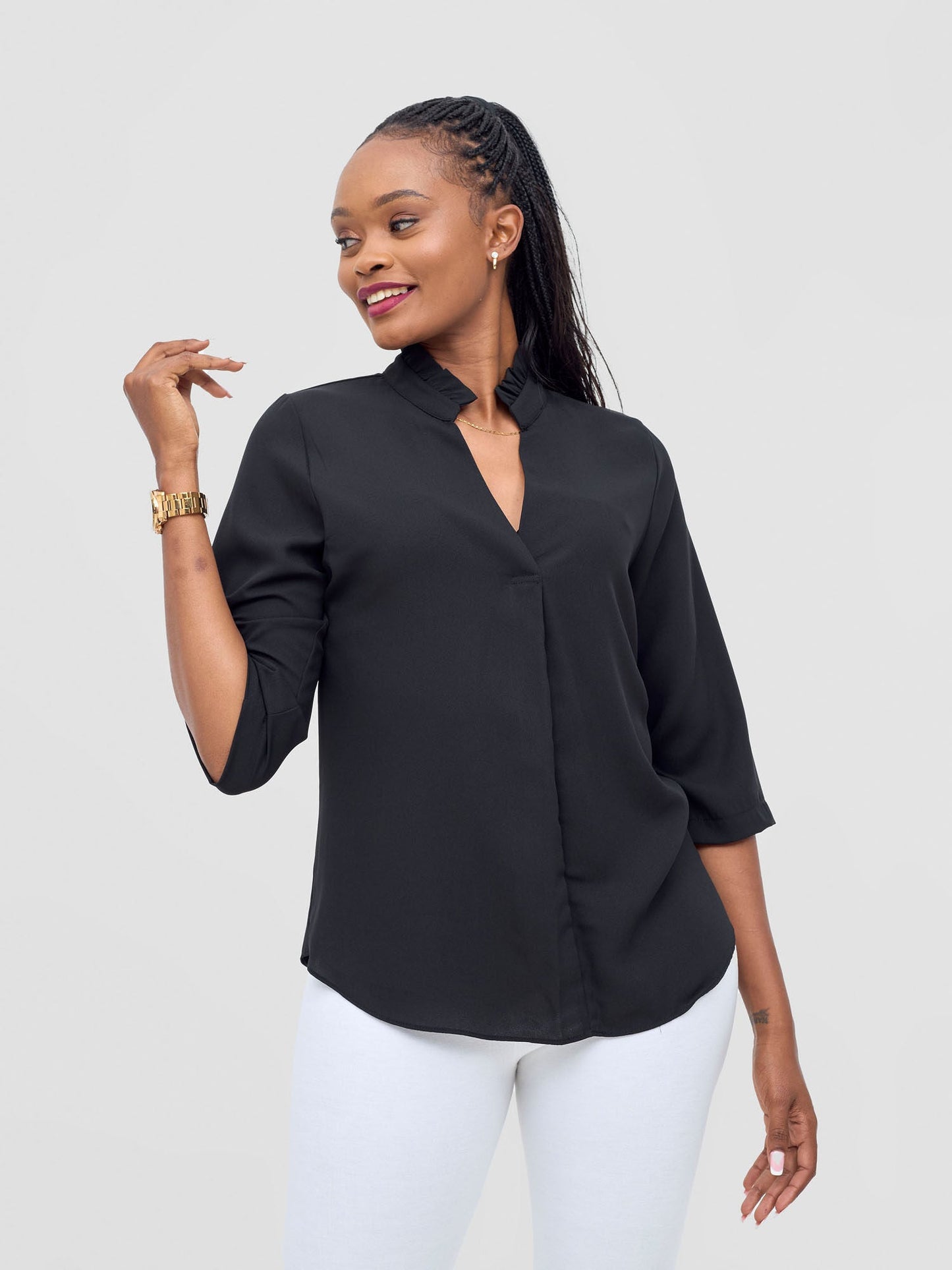 Vivo Saida 3/4 Sleeve Top - Black