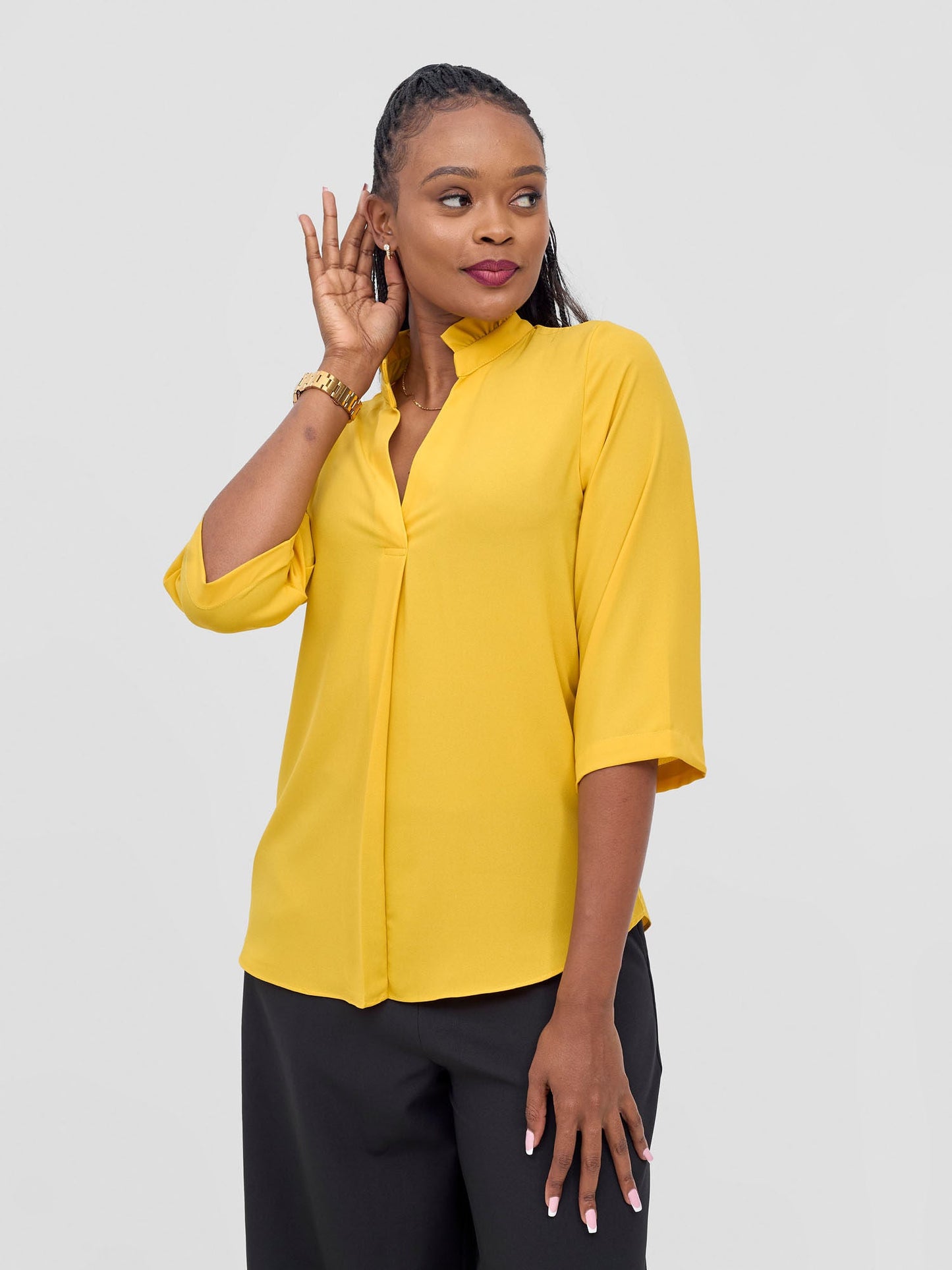 Vivo Saida 3/4 Sleeve Top - Mustard