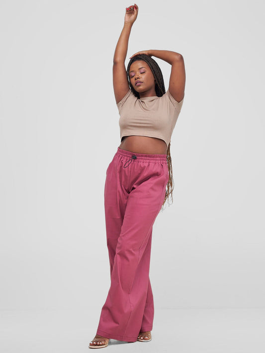 Zoya Basic Short Sleeve Crop Top - Taupe