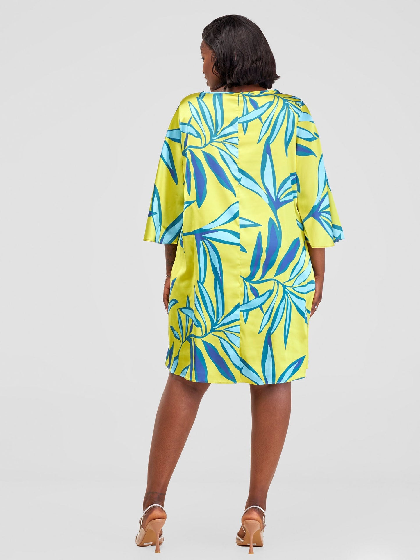 Vivo Kelemi A-Line Knee Length Dress - Green / Teal Lemi Print