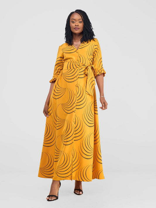Vivo Nasinka Maxi Shirt Dress - Mustard / Black Sinka Print
