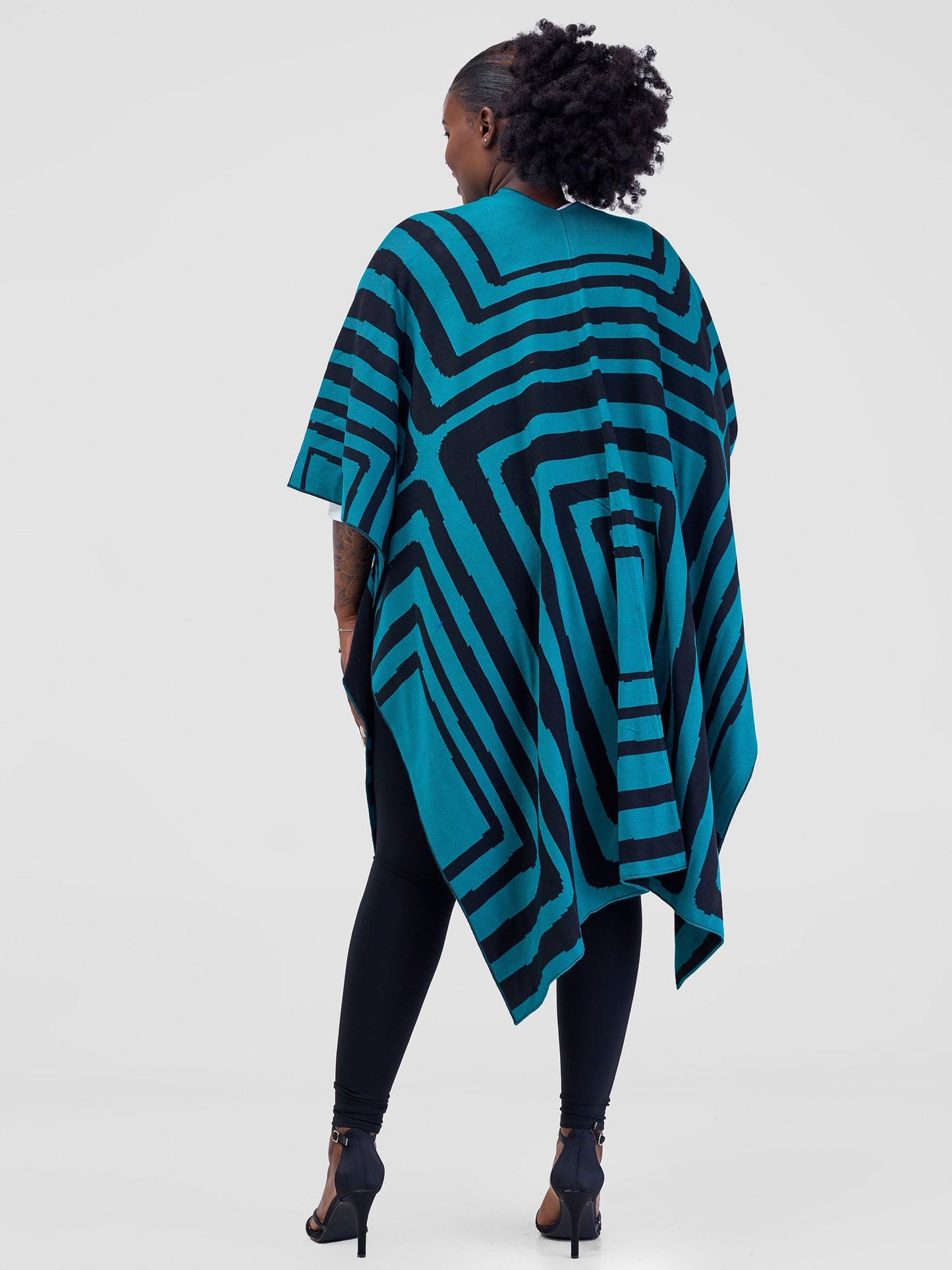 Vivo Reversible Printed Poncho - Teal / Black  Bustani Print
