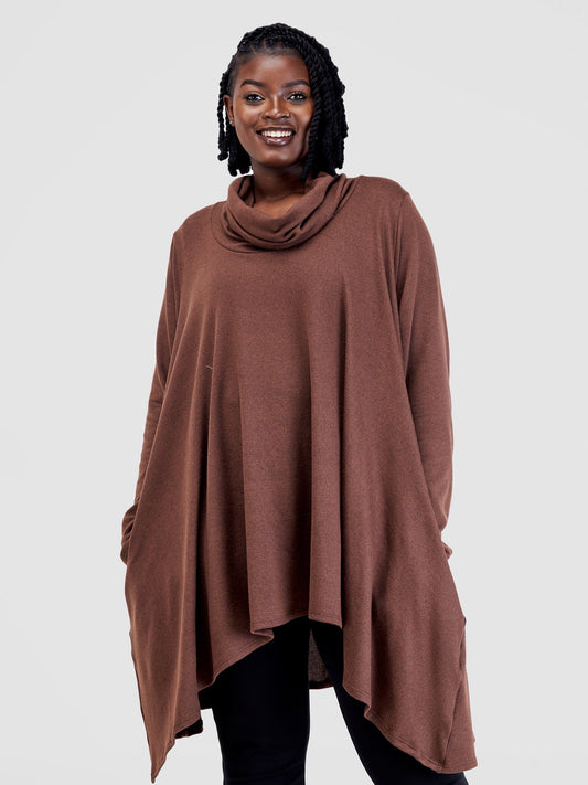 Vivo Basic Imelda Cowl Sweater - Chocolate