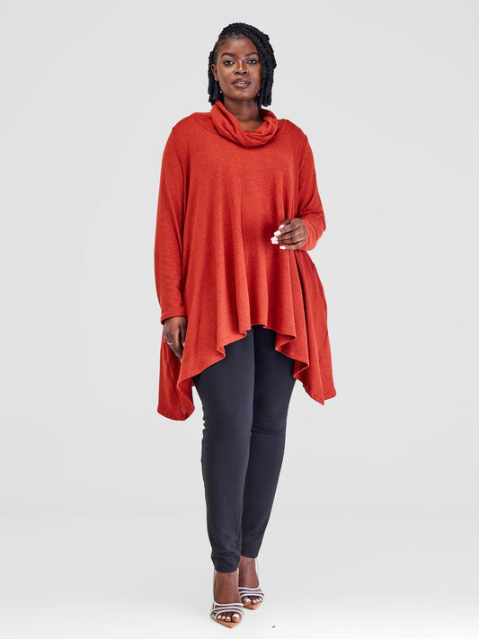 Vivo Basic Imelda Cowl Sweater - Rust