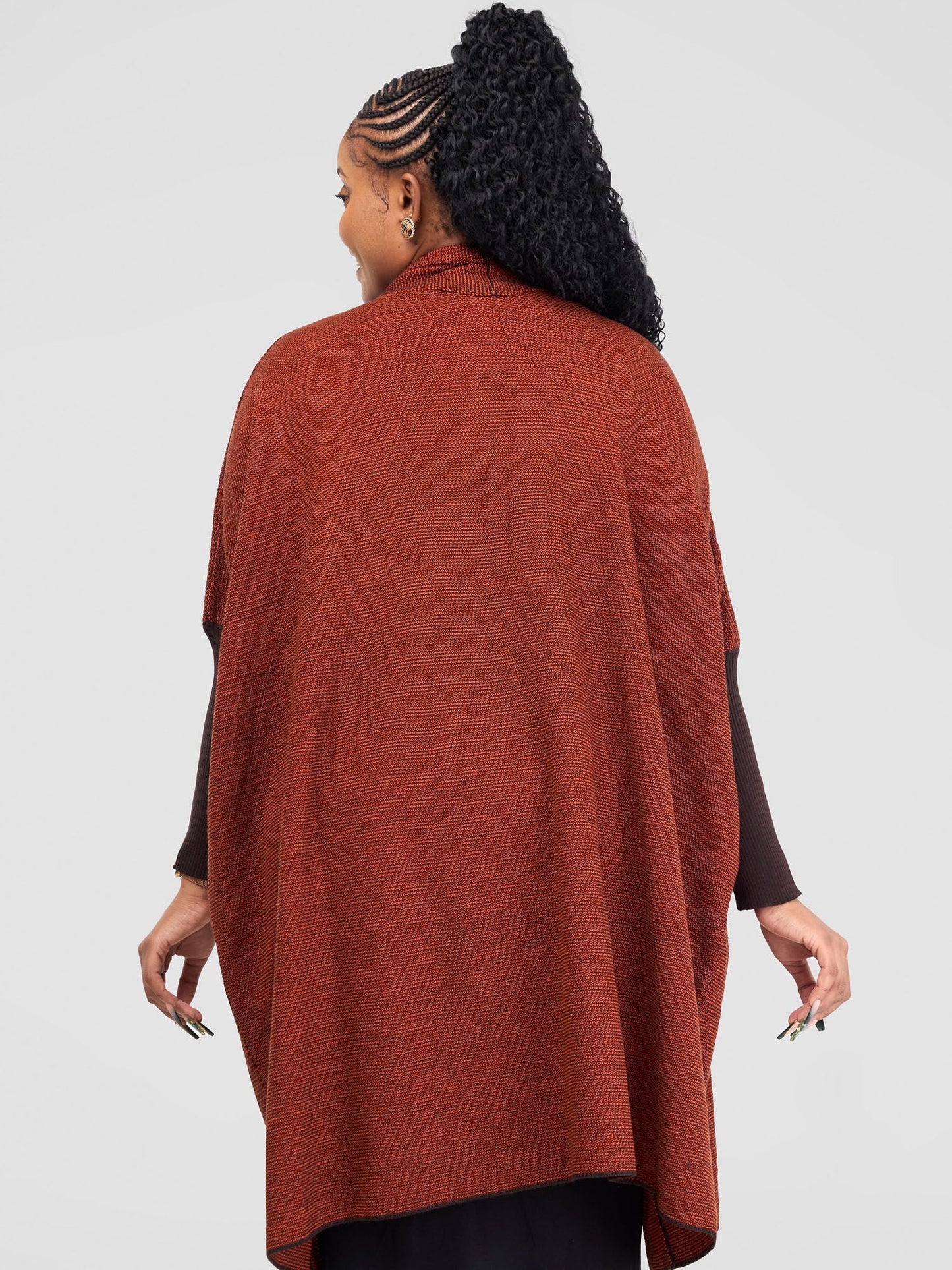 Vivo Cuffed Wide Sweater - Tangerine / Coffee Brown