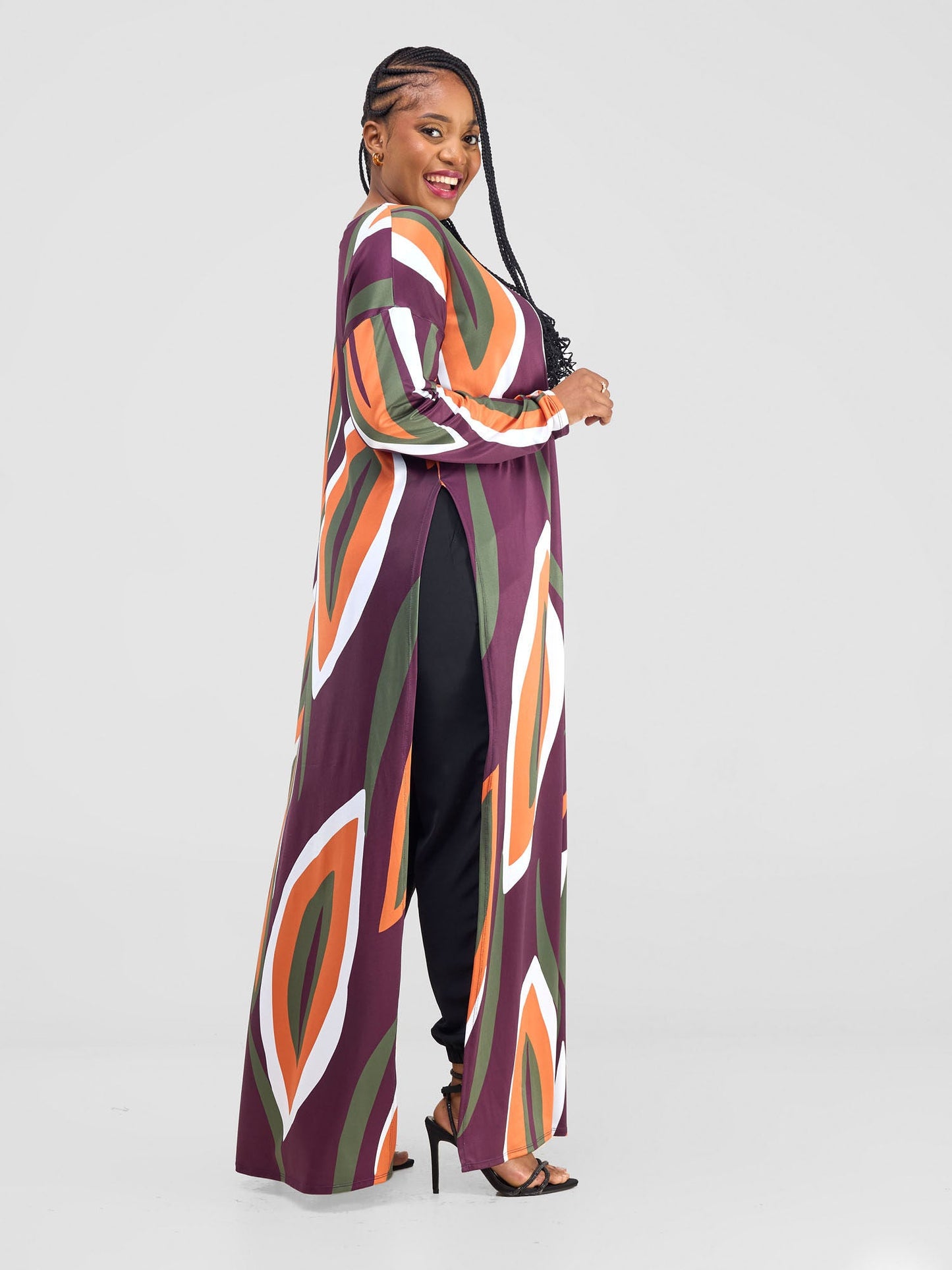 Vivo Kala Loose Maxi Top - Burgundy / Hunters Bemba Print