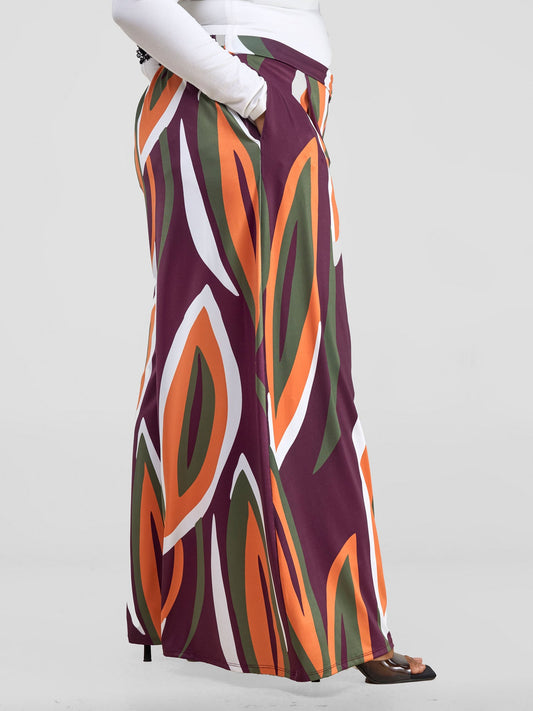 Vivo Kala Palazzo Pants - Burgundy / Hunters Bemba Print