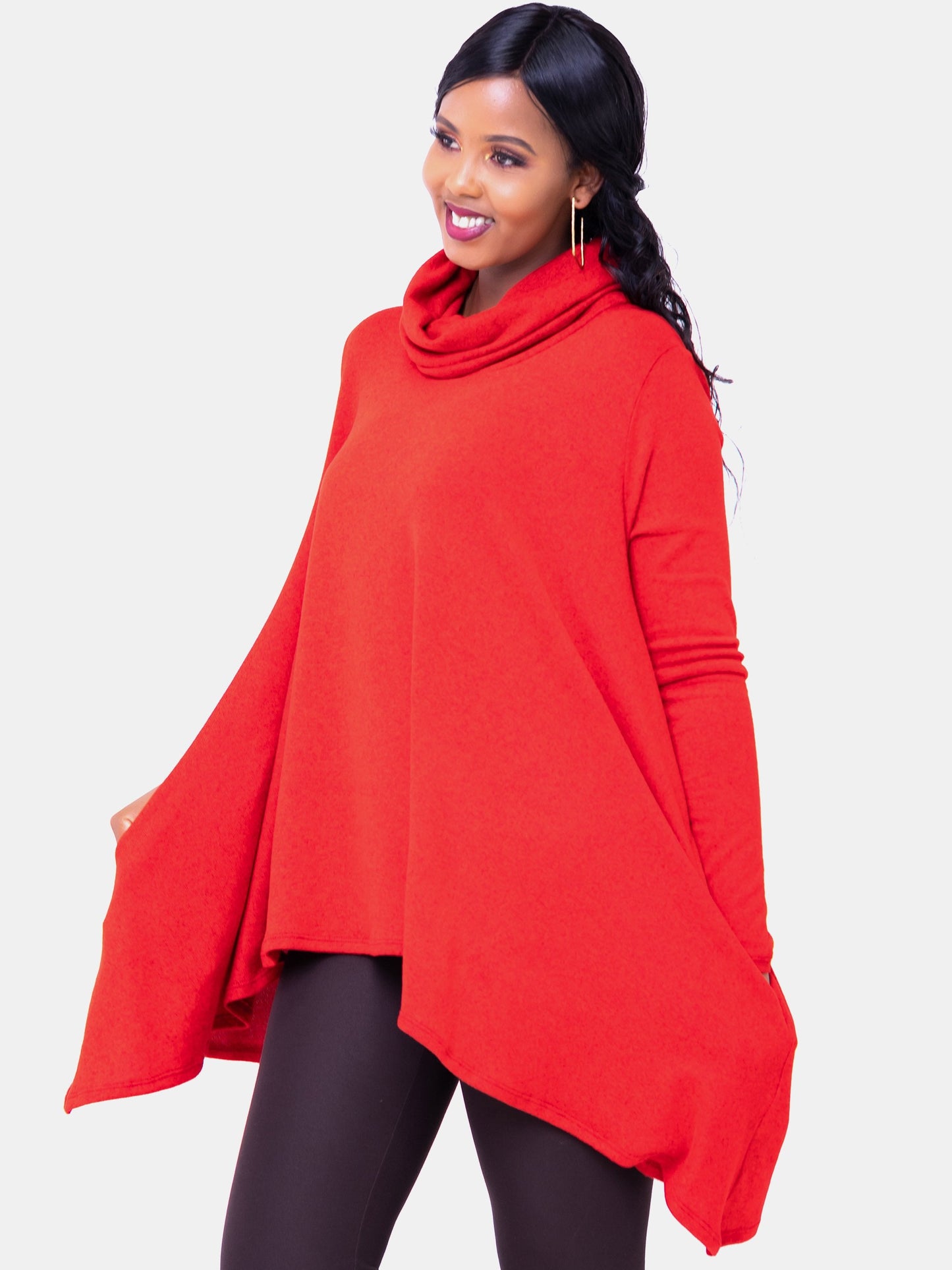 Vivo Imelda Cowl Sweater - Red - Shop Zetu
