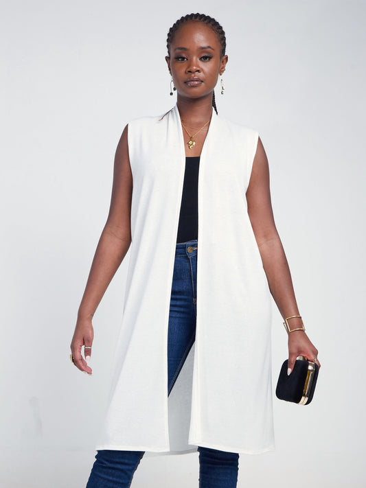 Vivo Basic Sleeveless Sweater Waterfall - White