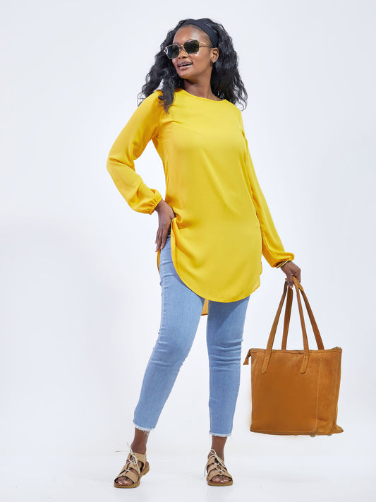 Vivo Tsavo Scalloped Hem Dress Top - Mustard