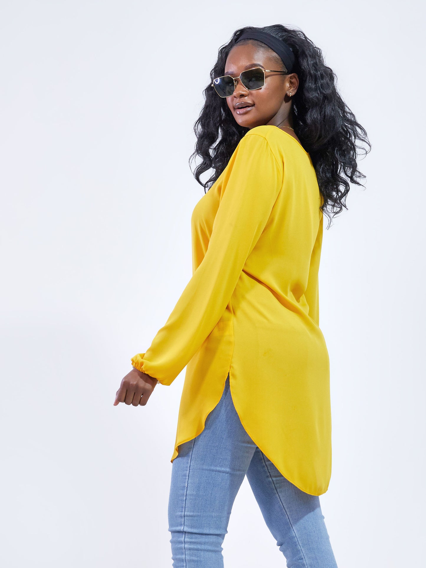 Vivo Tsavo Scalloped Hem Dress Top - Mustard