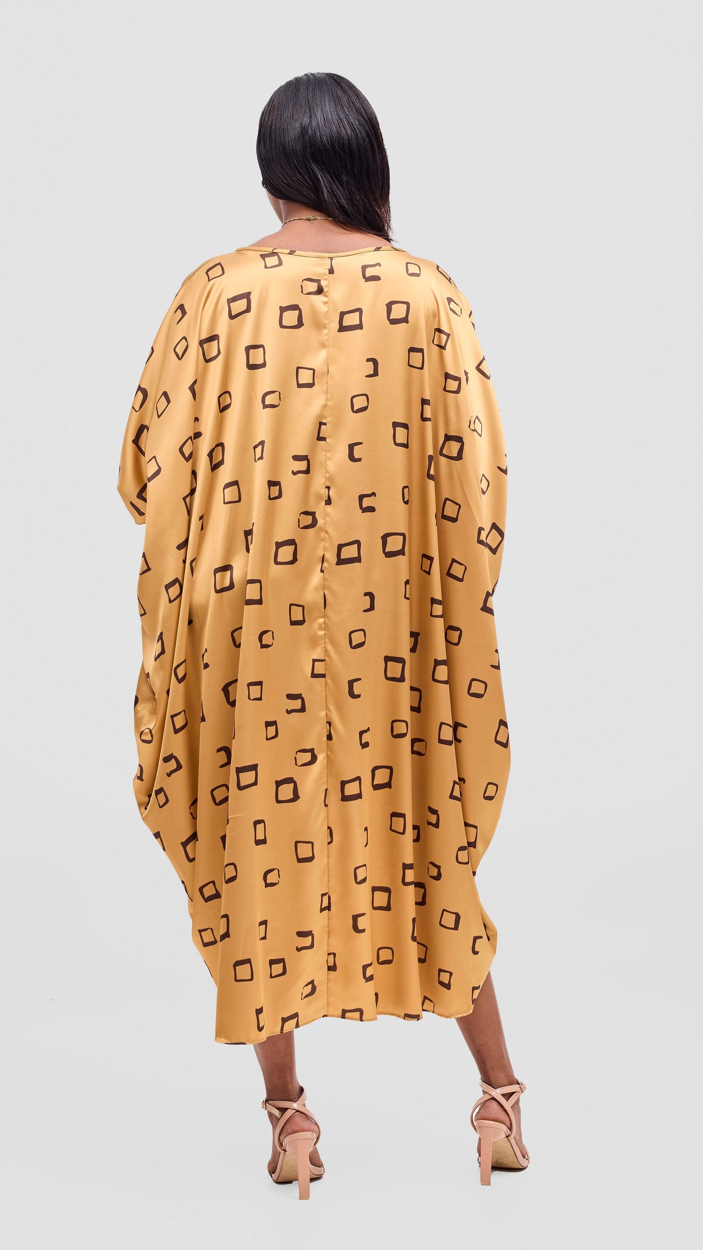 Vivo Samira Drawstring Top - Dark Brown / Light Yellow Nita Print