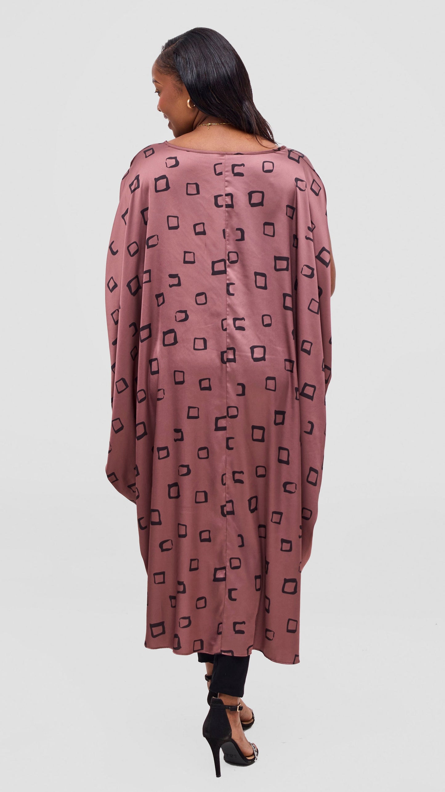 Vivo Samira Drawstring Top - Black / Light Taupe Nita Print