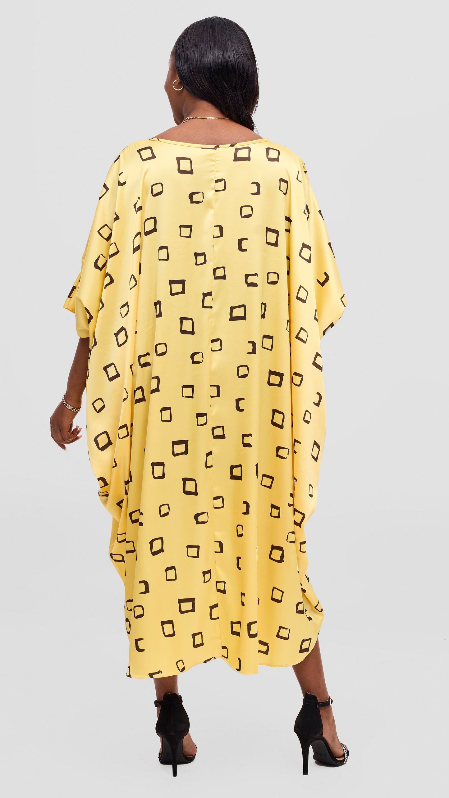 Vivo Samira Drawstring Top - Dark Brown / Light Yellow Nita Print