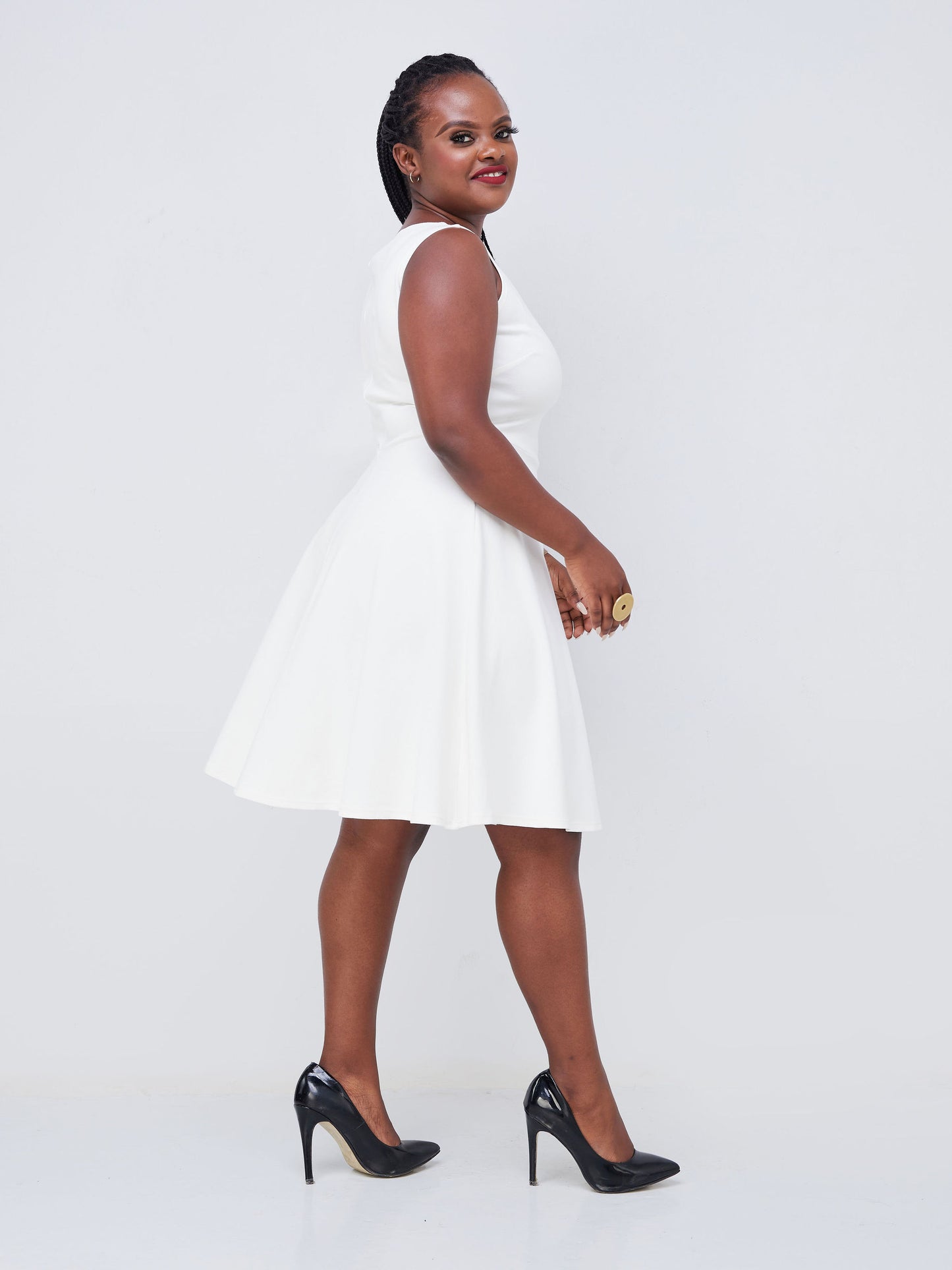 Vivo Upe Boatneck Skater Dress - White