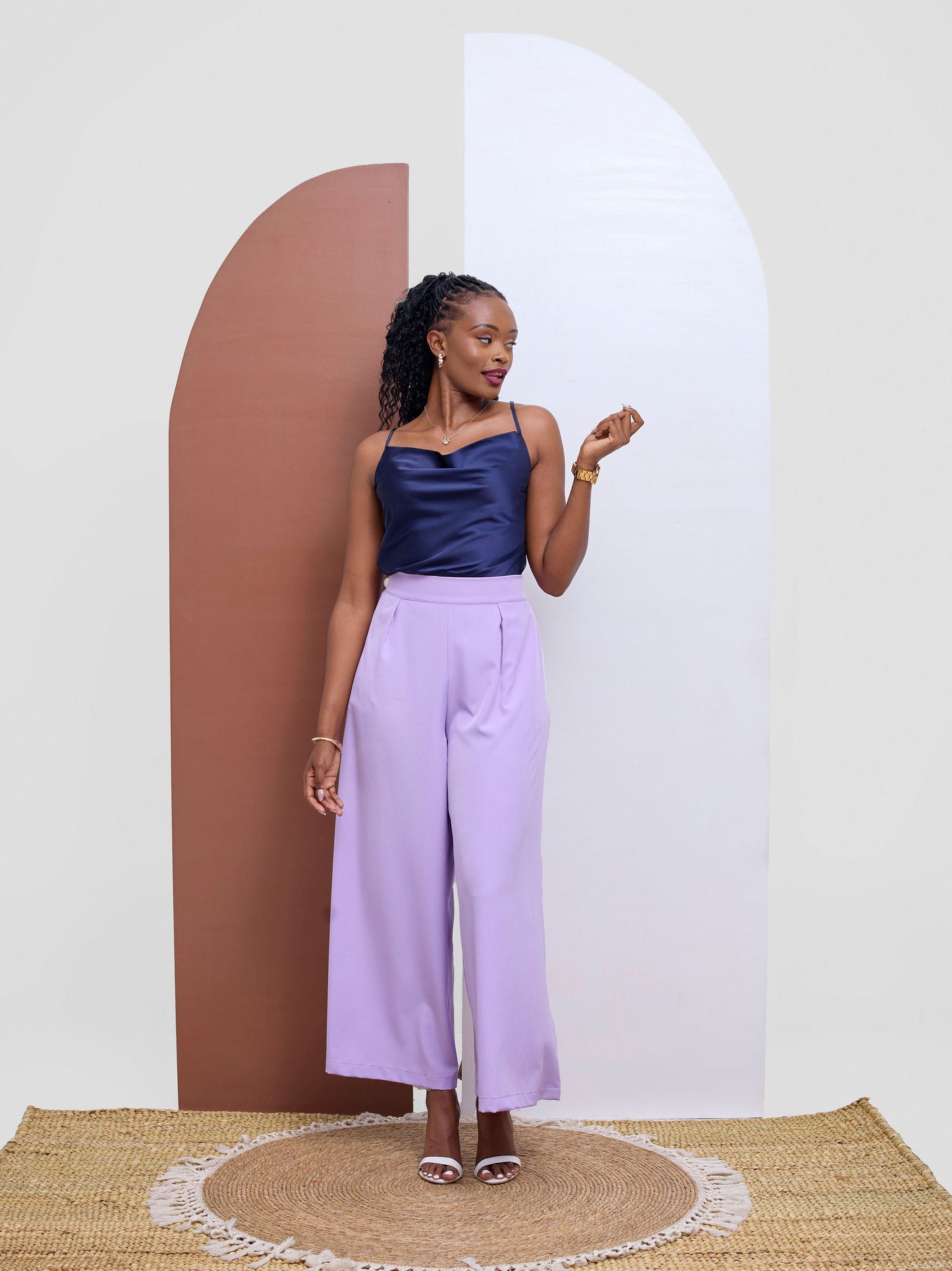 Vivo Basic Strappy Cowl Top - Navy