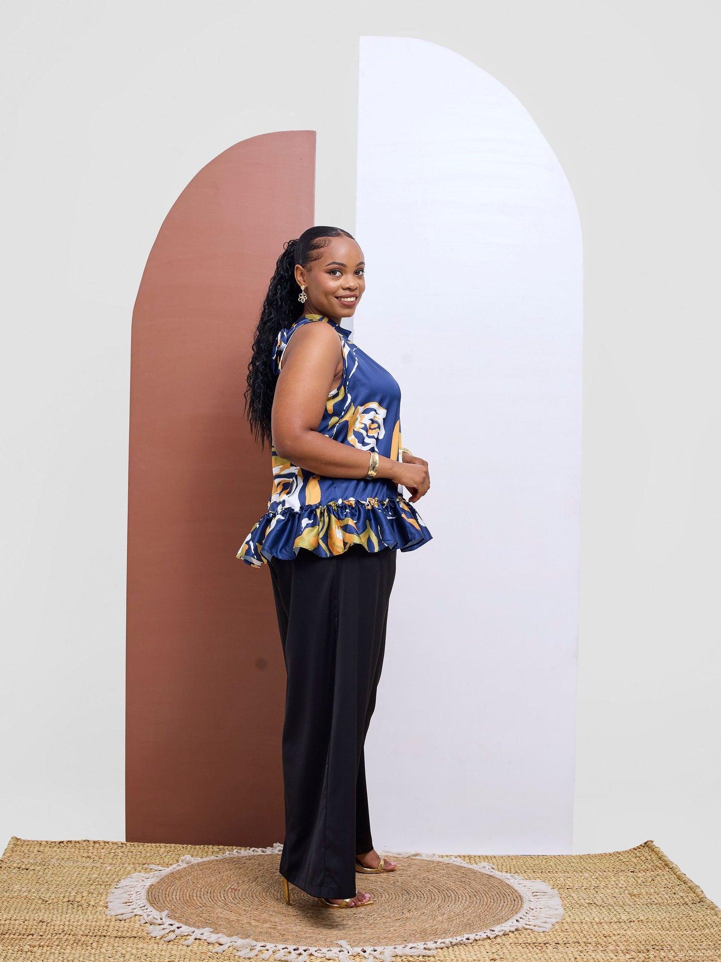 Vivo Kelemi 4.0 Sleeveless Top - Navy / Mustard Nashe Print