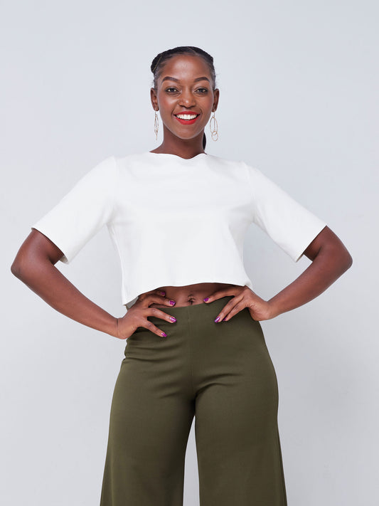 Vivo Basic Short Sleeve Crop Top - White