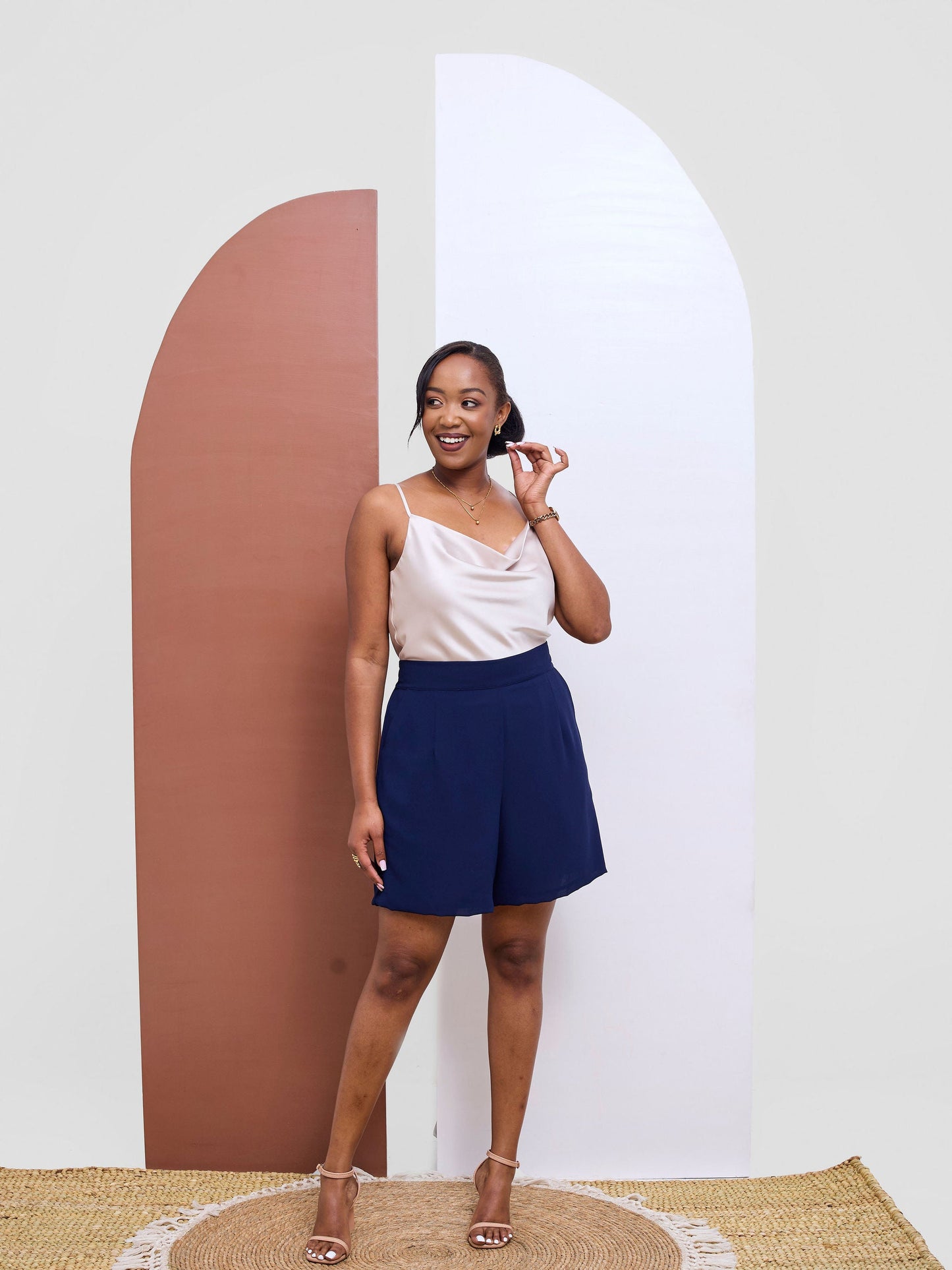 Vivo Basic Strappy Cowl Top - Champagne