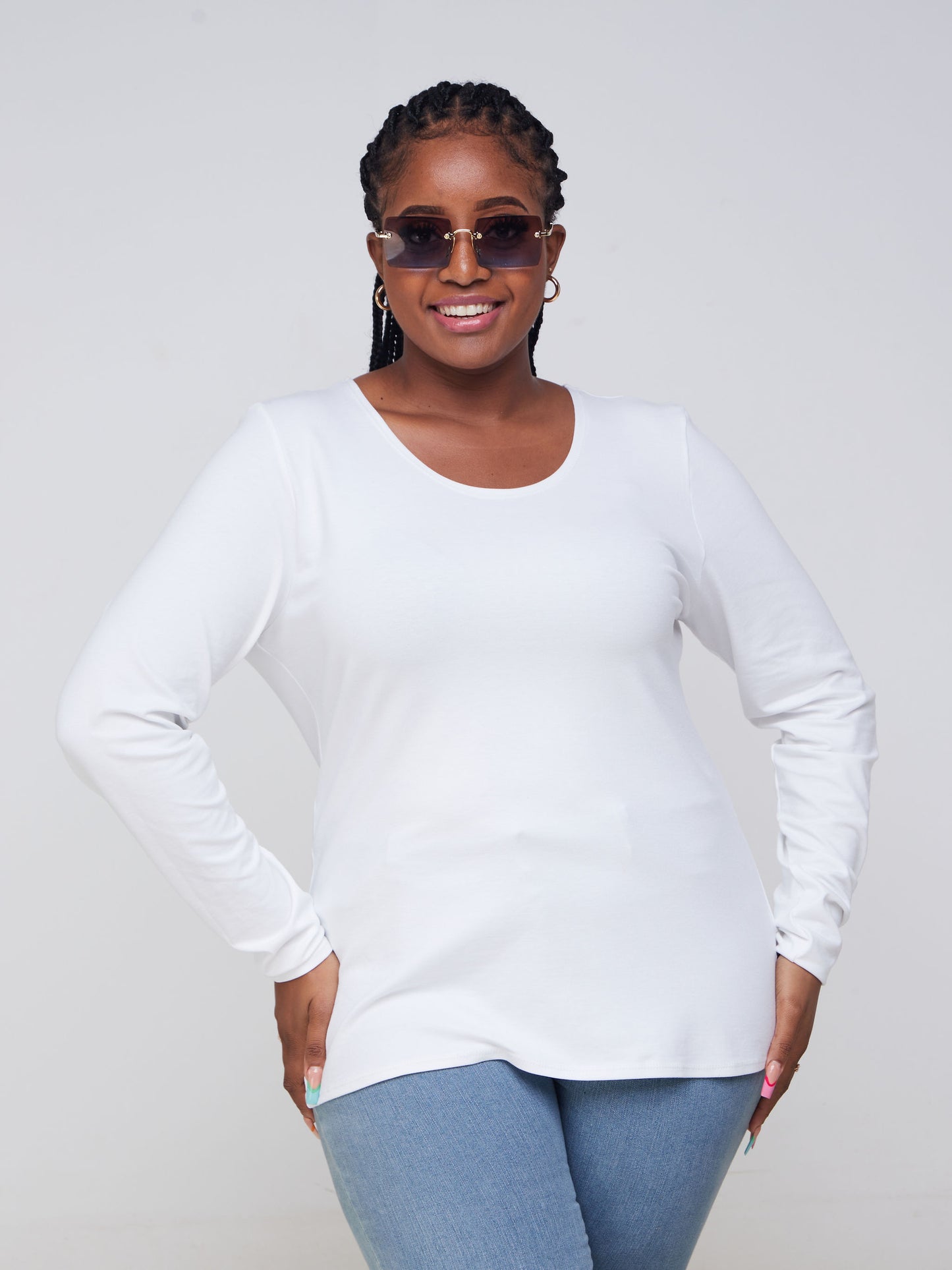 Zoya Basic Long Sleeve Top - White