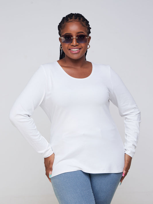 Zoya Basic Long Sleeve Top - White